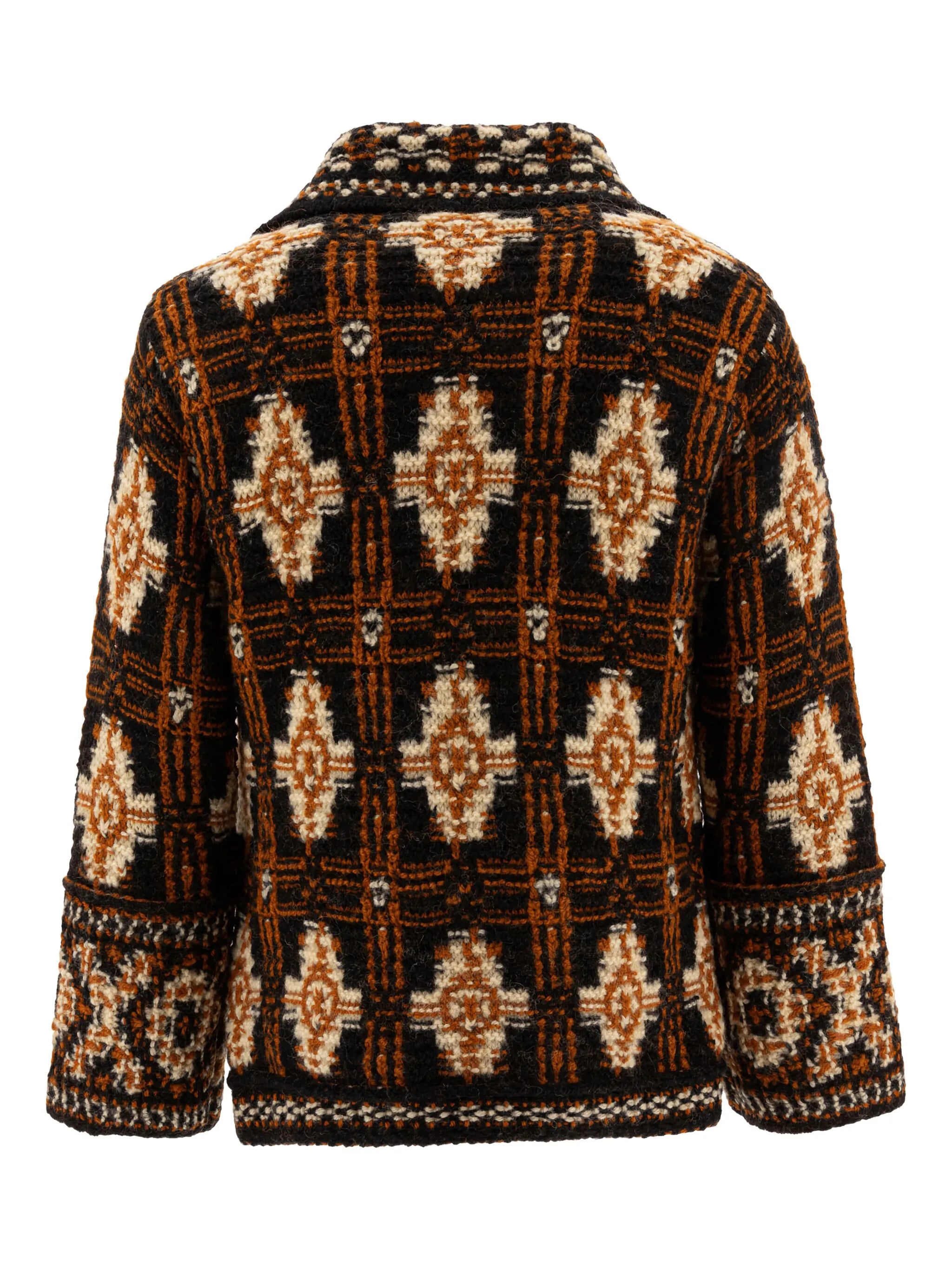 geometric-pattern wool cardigan