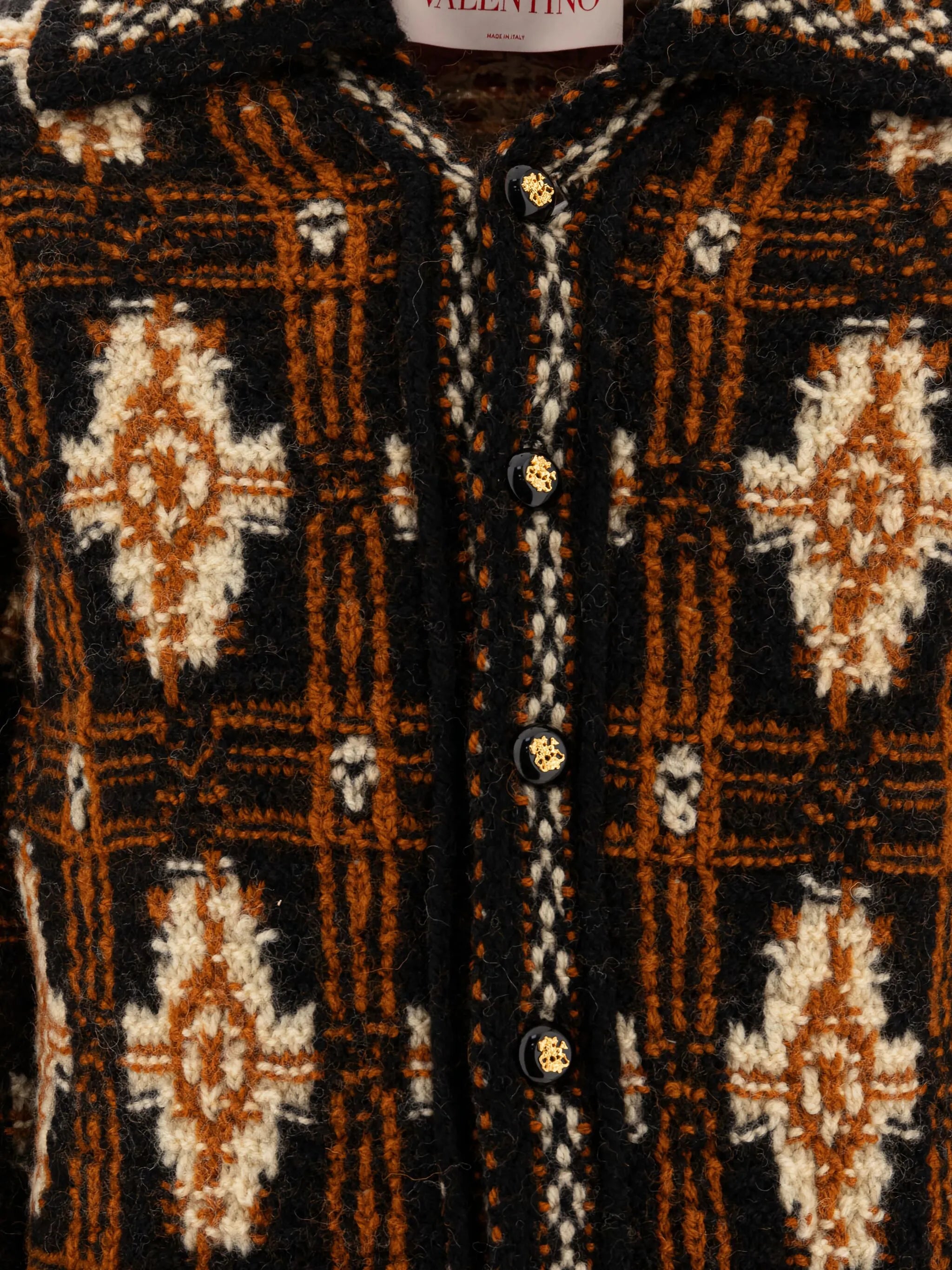 geometric-pattern wool cardigan