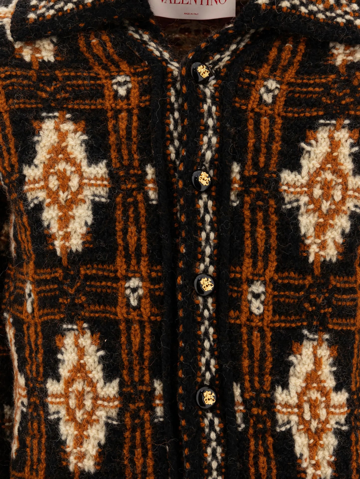 geometric-pattern wool cardigan