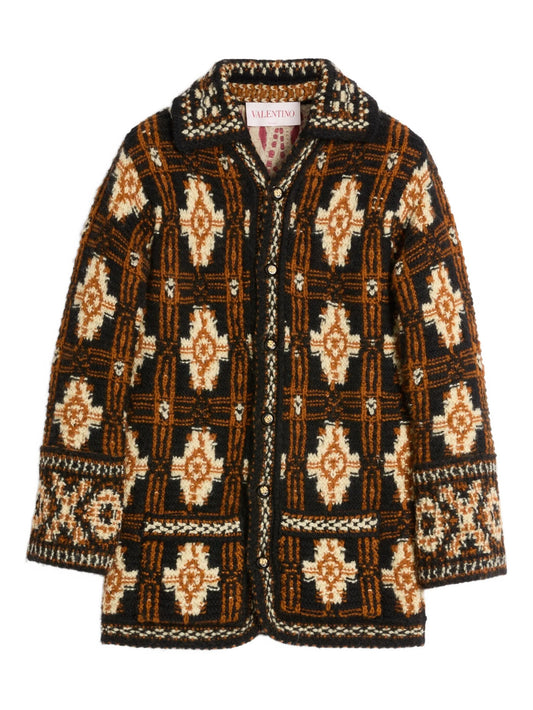 geometric-pattern wool cardigan