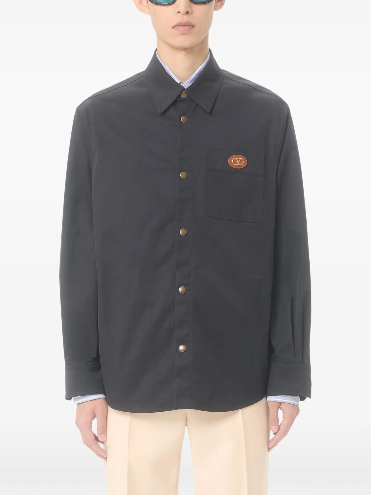 nylon shirt jacket with patch VLogo