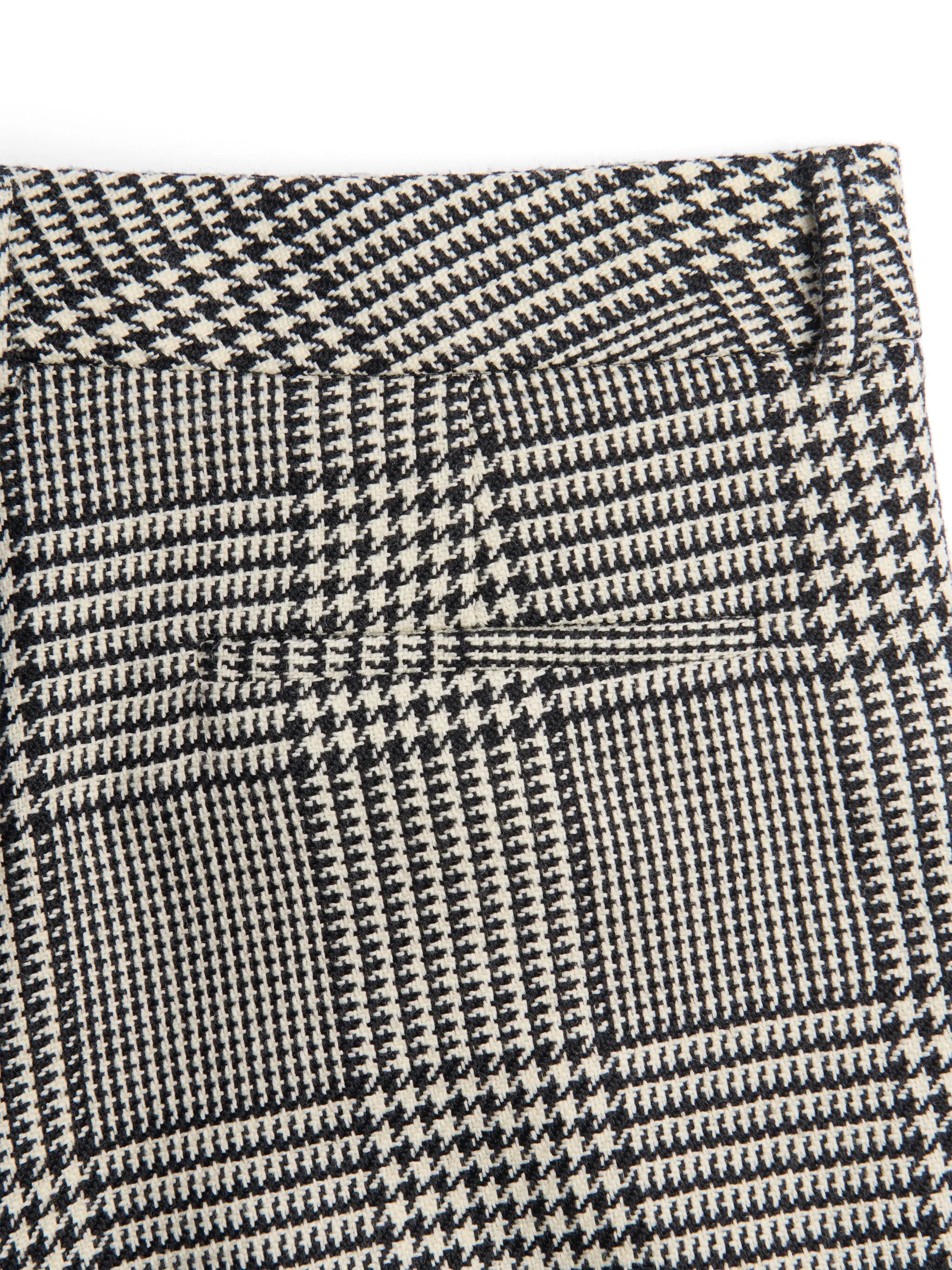 turn-up checked wool trousers