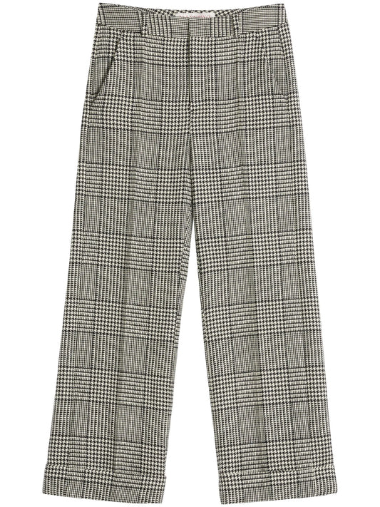 turn-up checked wool trousers
