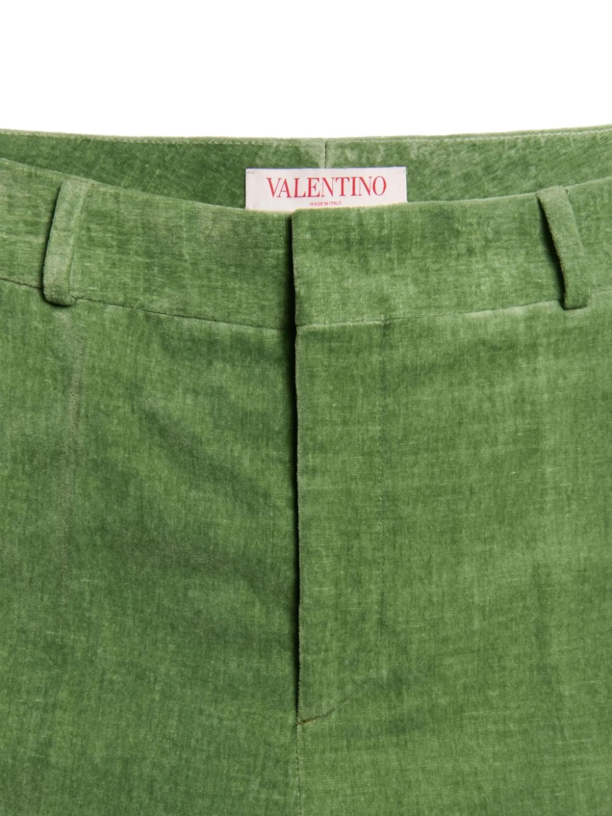 jacquard-hem velvet trousers