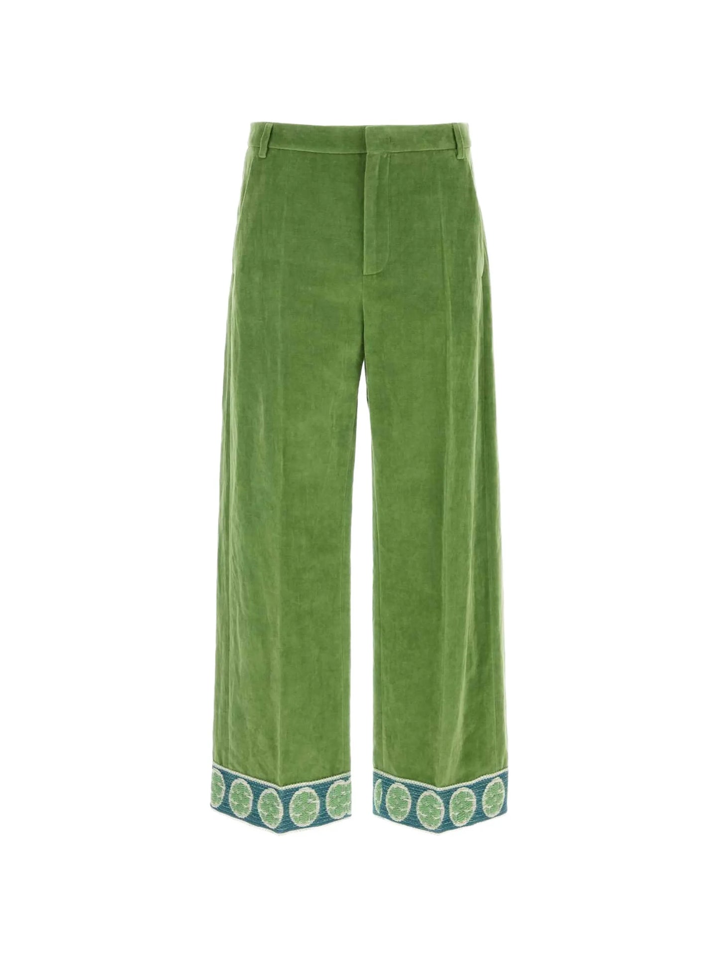 jacquard-hem velvet trousers