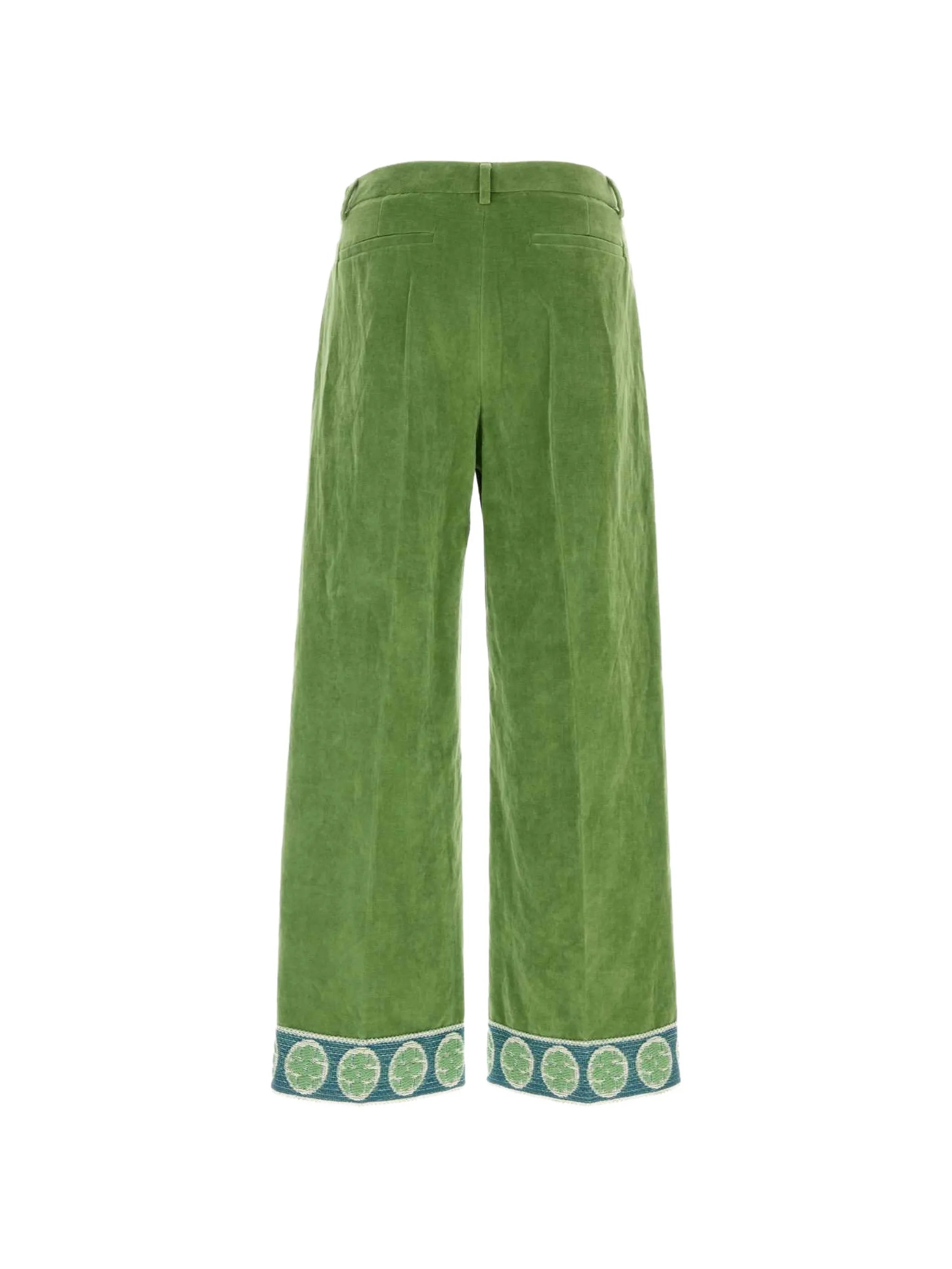 jacquard-hem velvet trousers