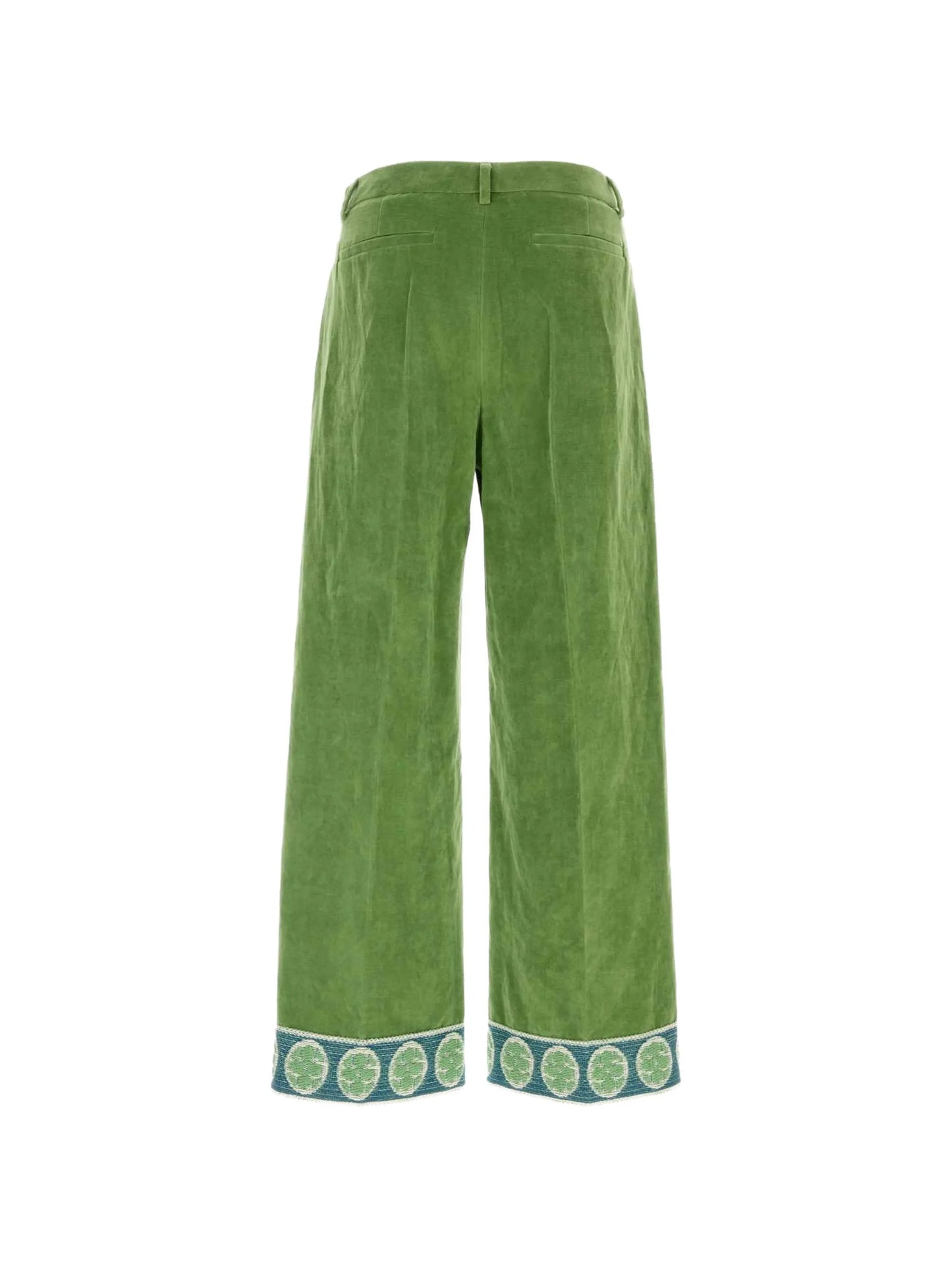 jacquard-hem velvet trousers