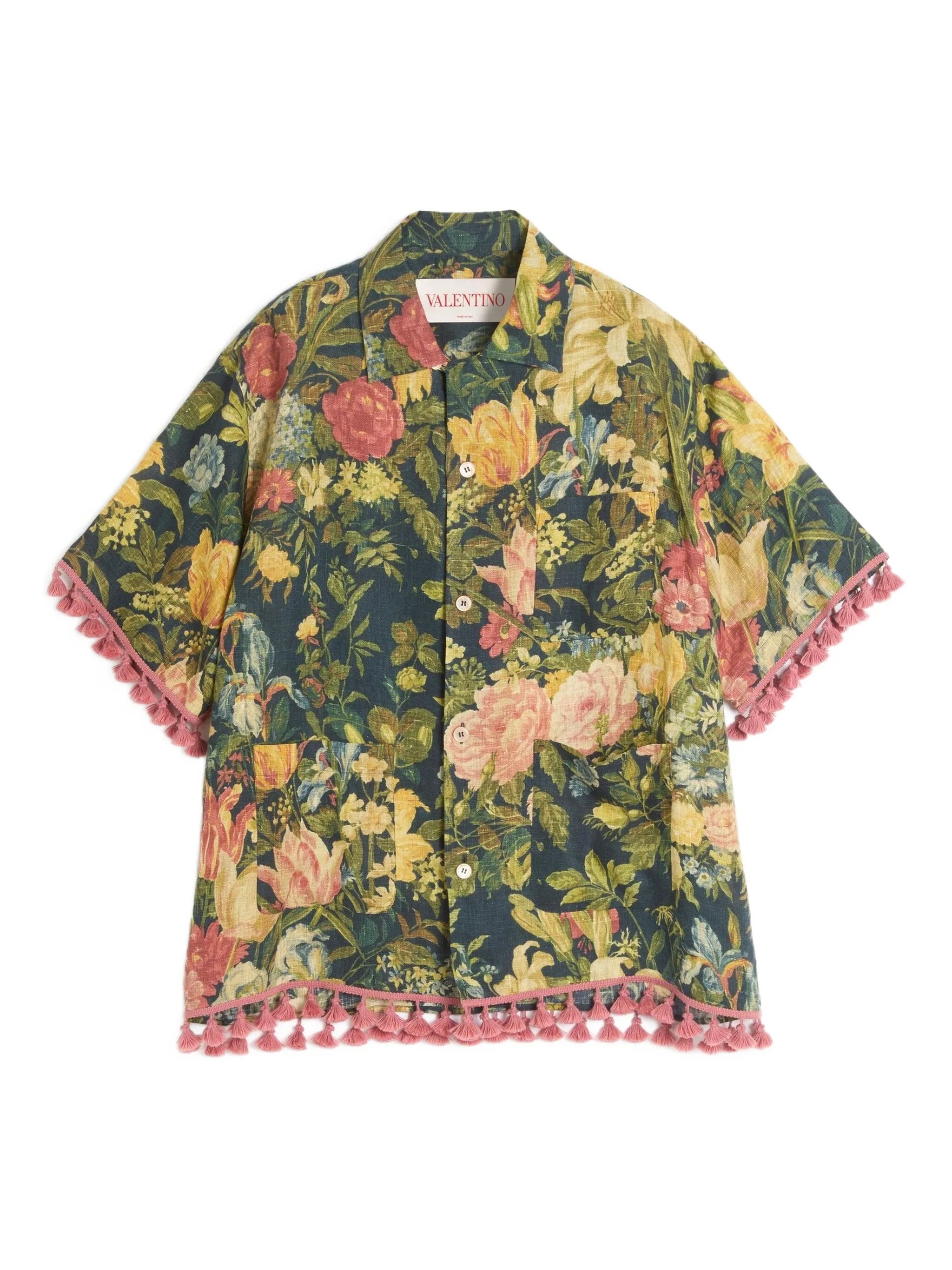 Apres L'Hiver-print linen bowling shirt
