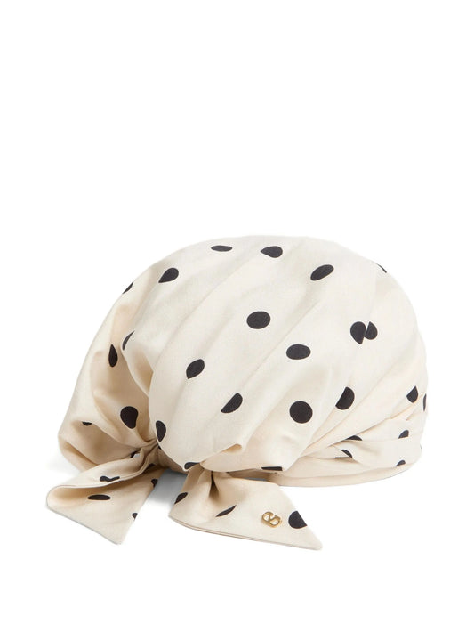 polka-dot print silk head scarf