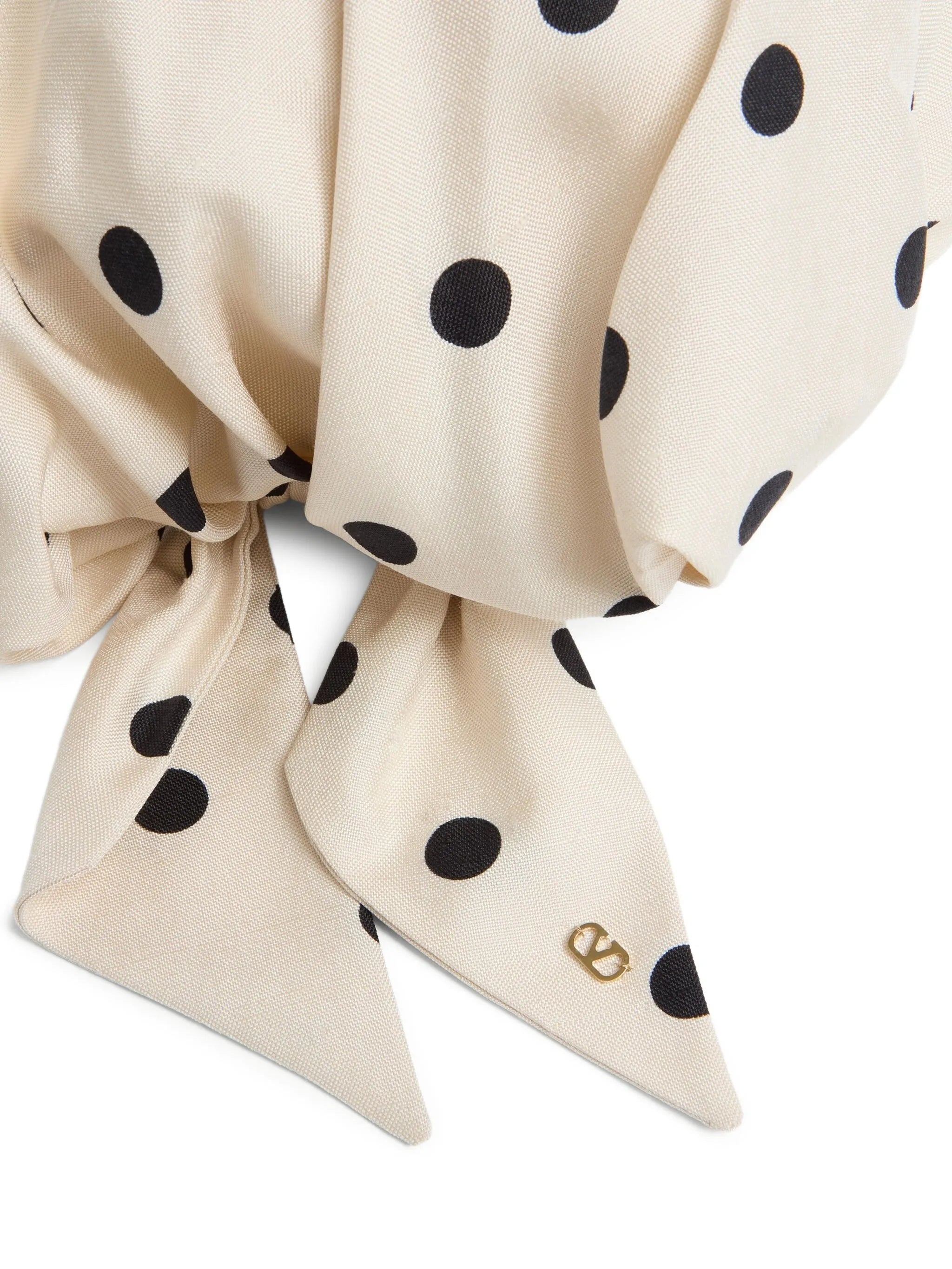 polka-dot print silk head scarf