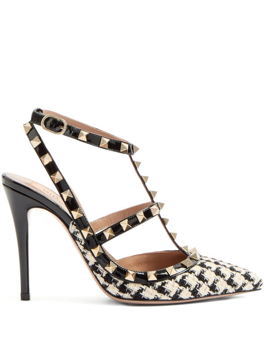 100mm Rockstud pied-de-poule pumps
