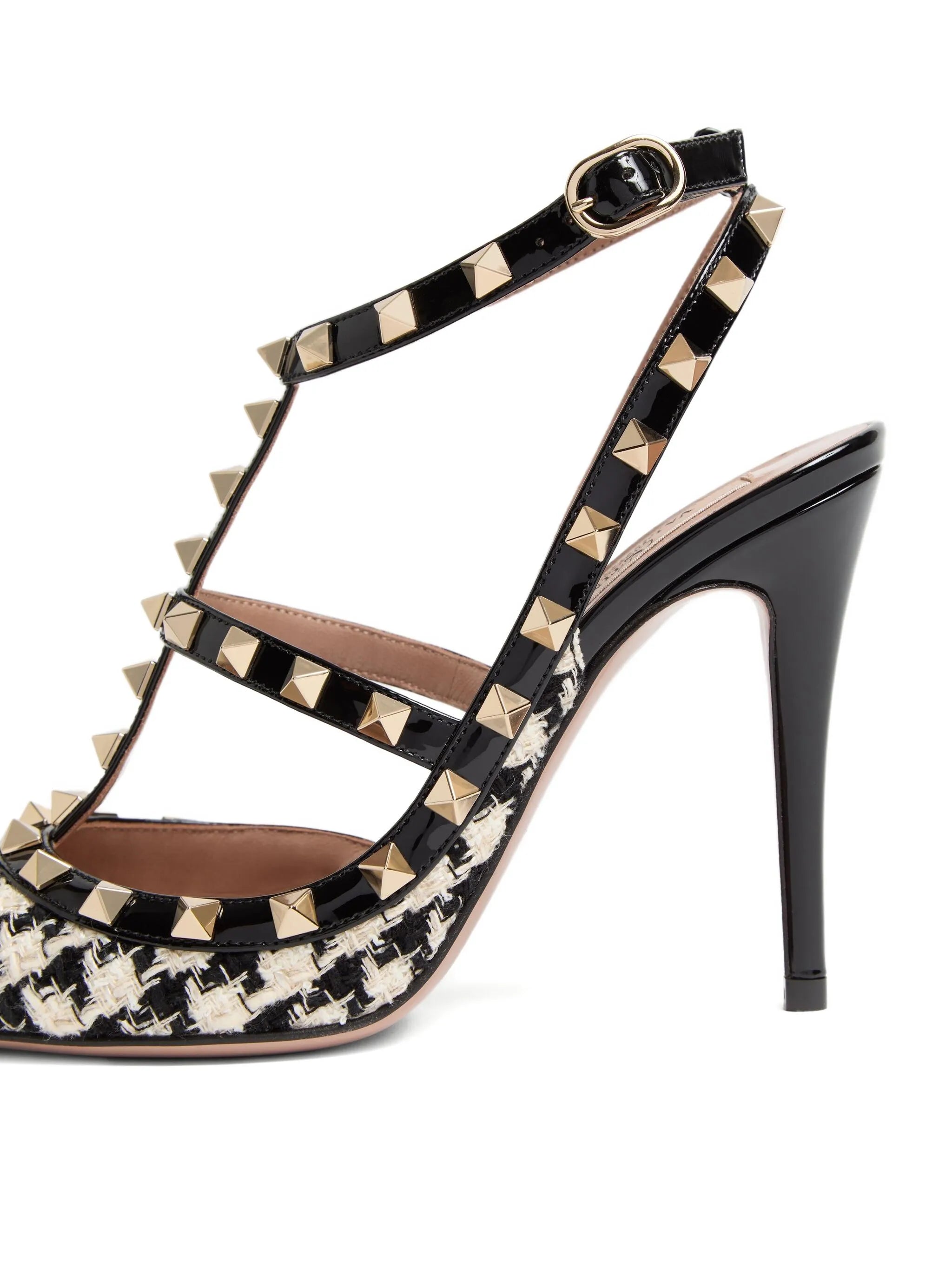 100mm Rockstud pied-de-poule pumps