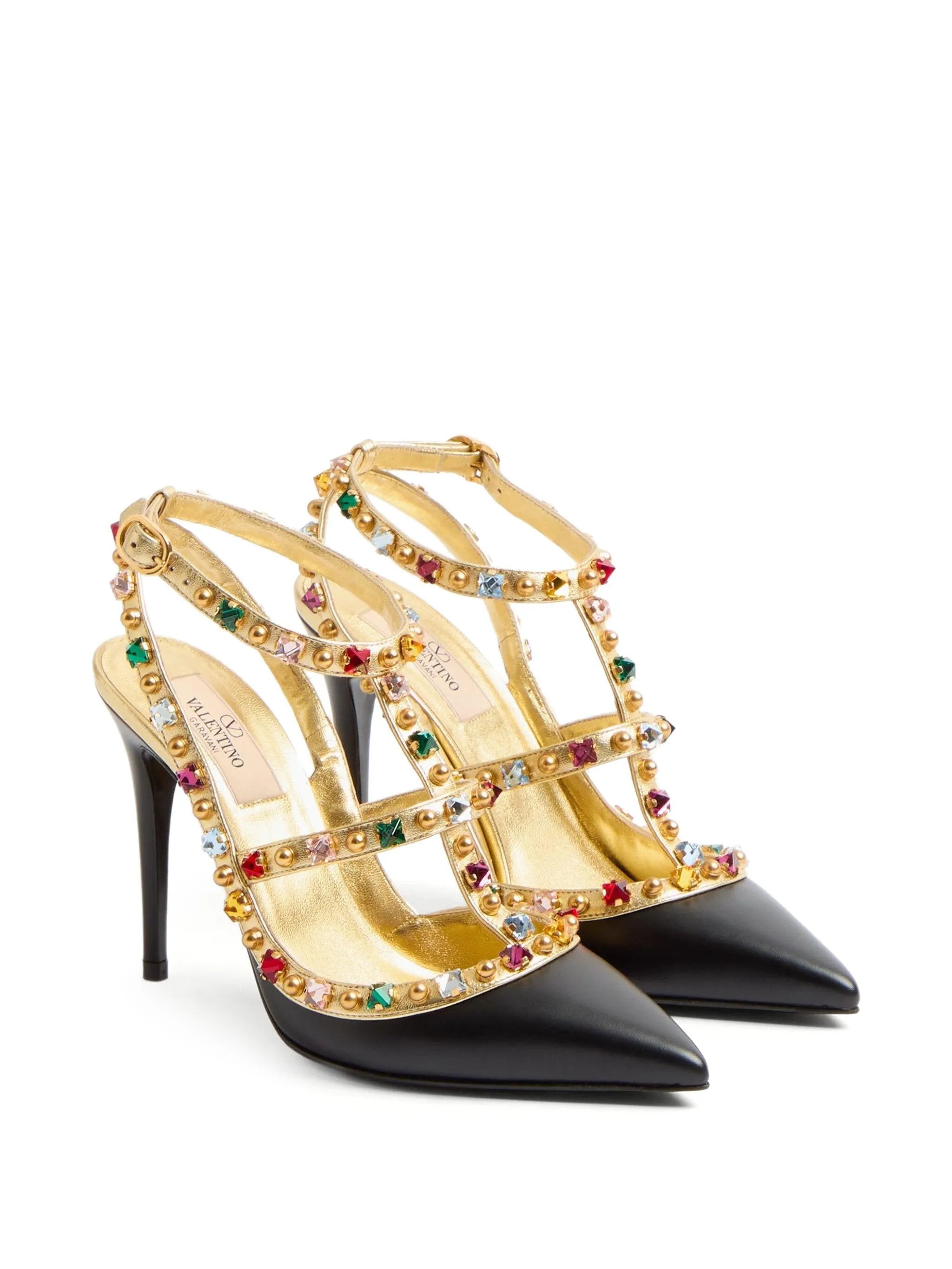 100mm Rockstud embellished pumps