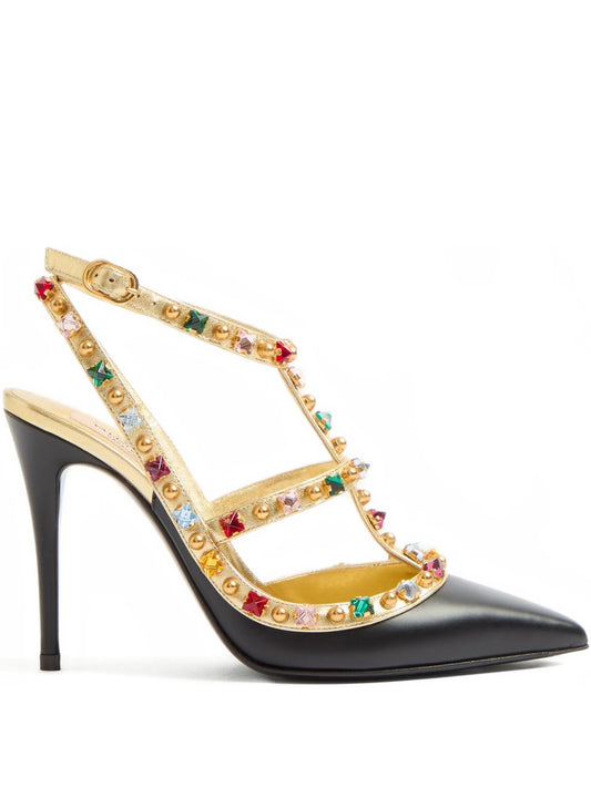 100mm Rockstud embellished pumps