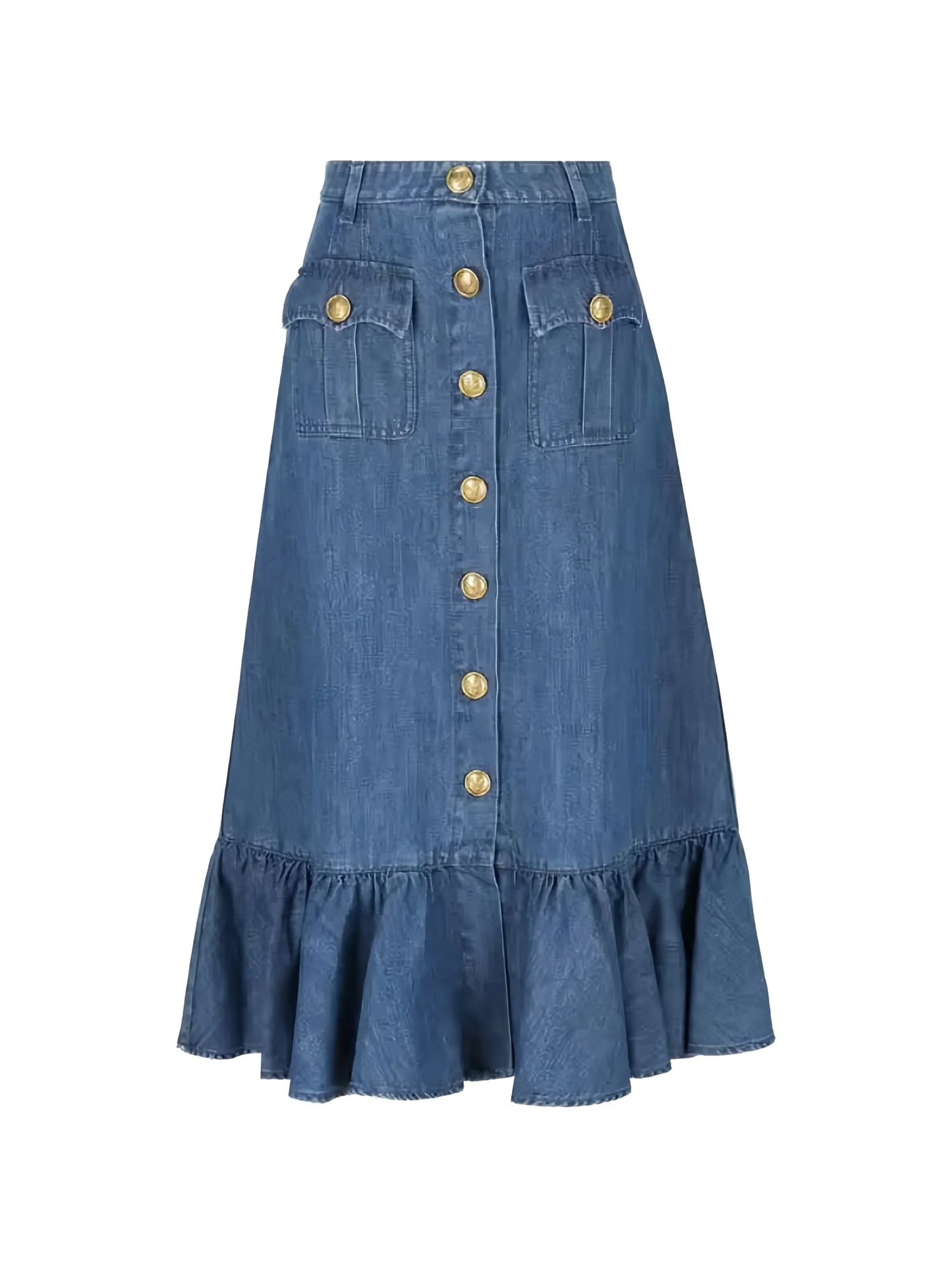 lightweight denim cotton midi skirt