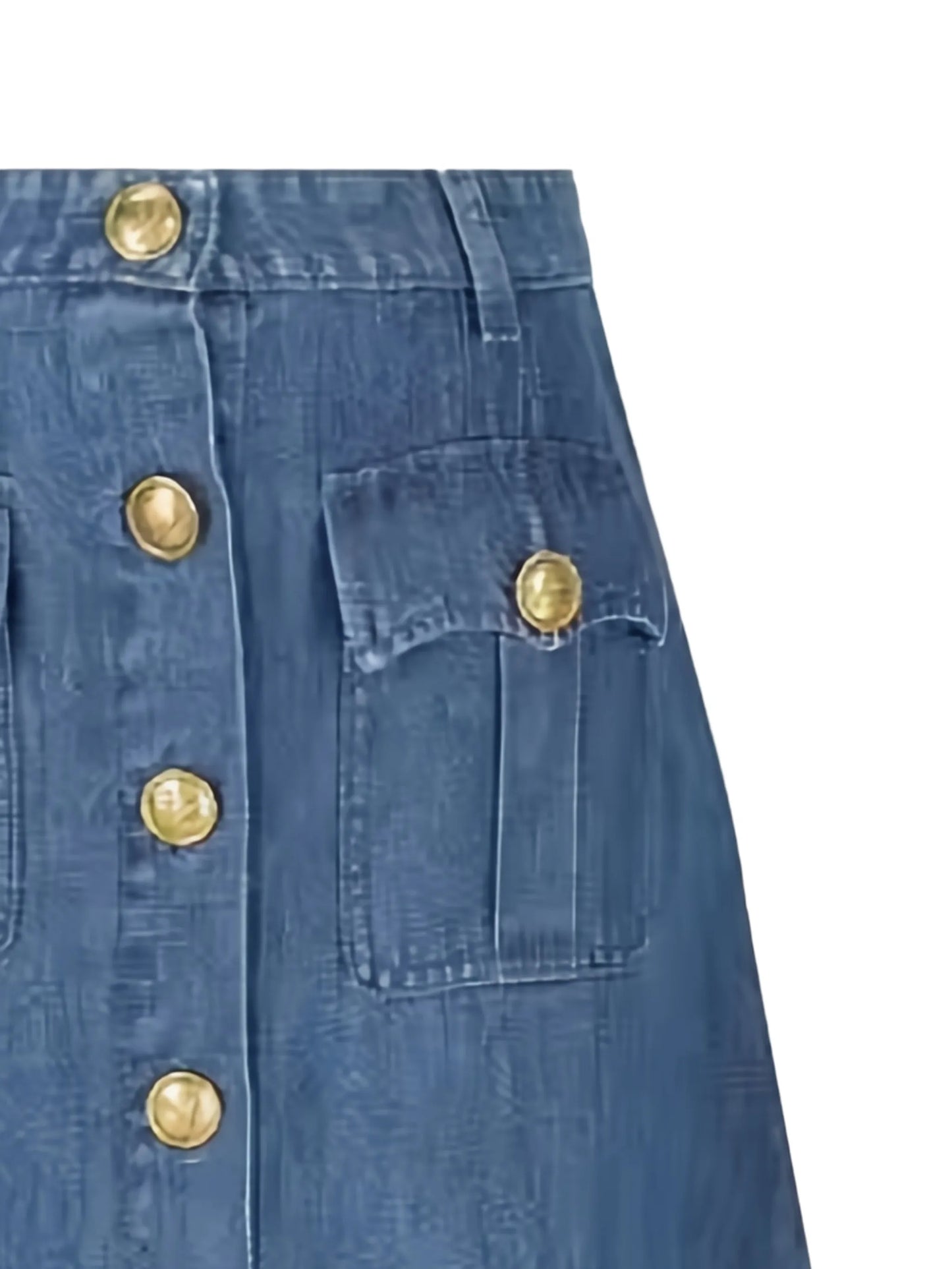 lightweight denim cotton midi skirt