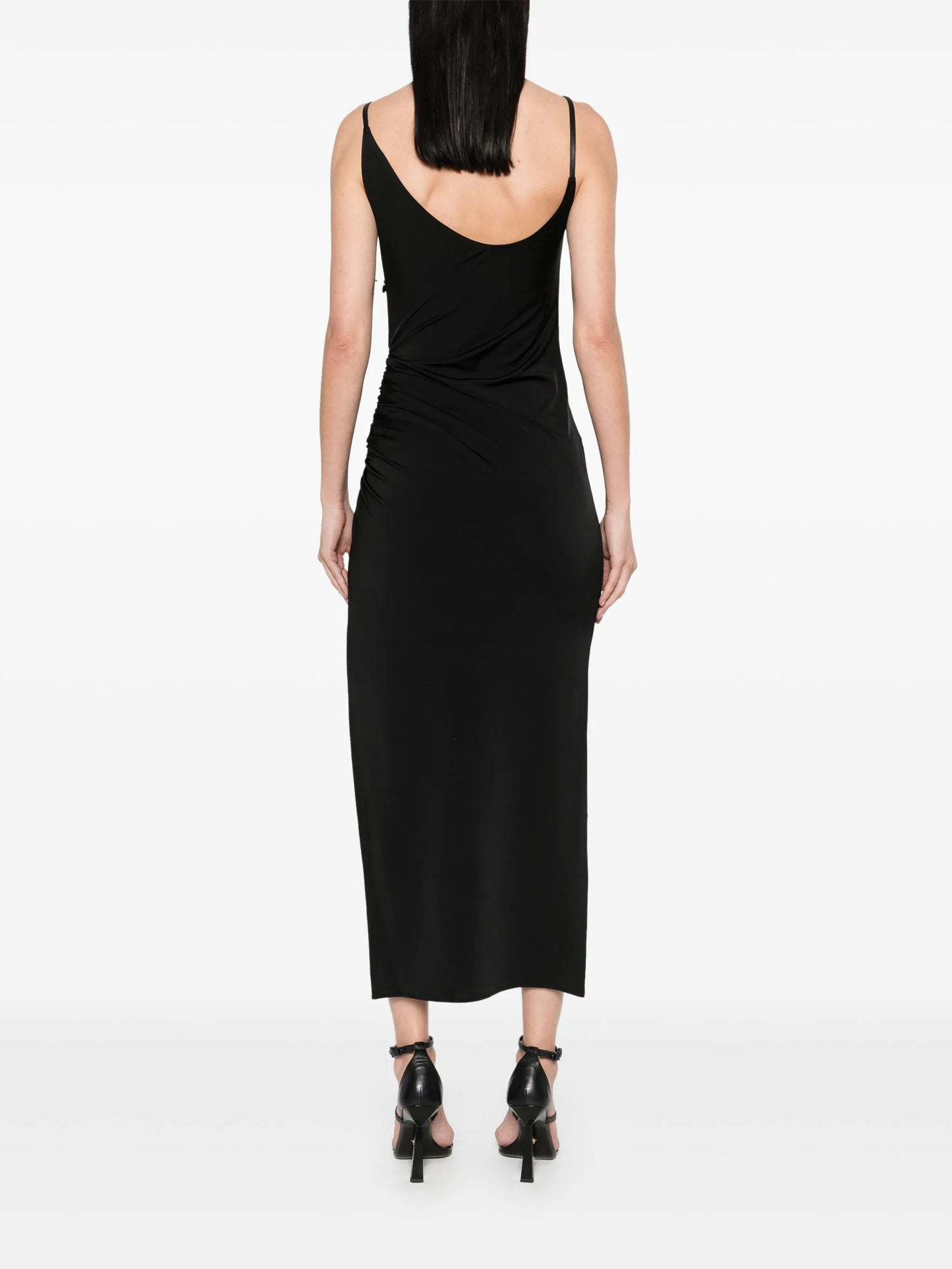 asymetrical buckled maxi dress