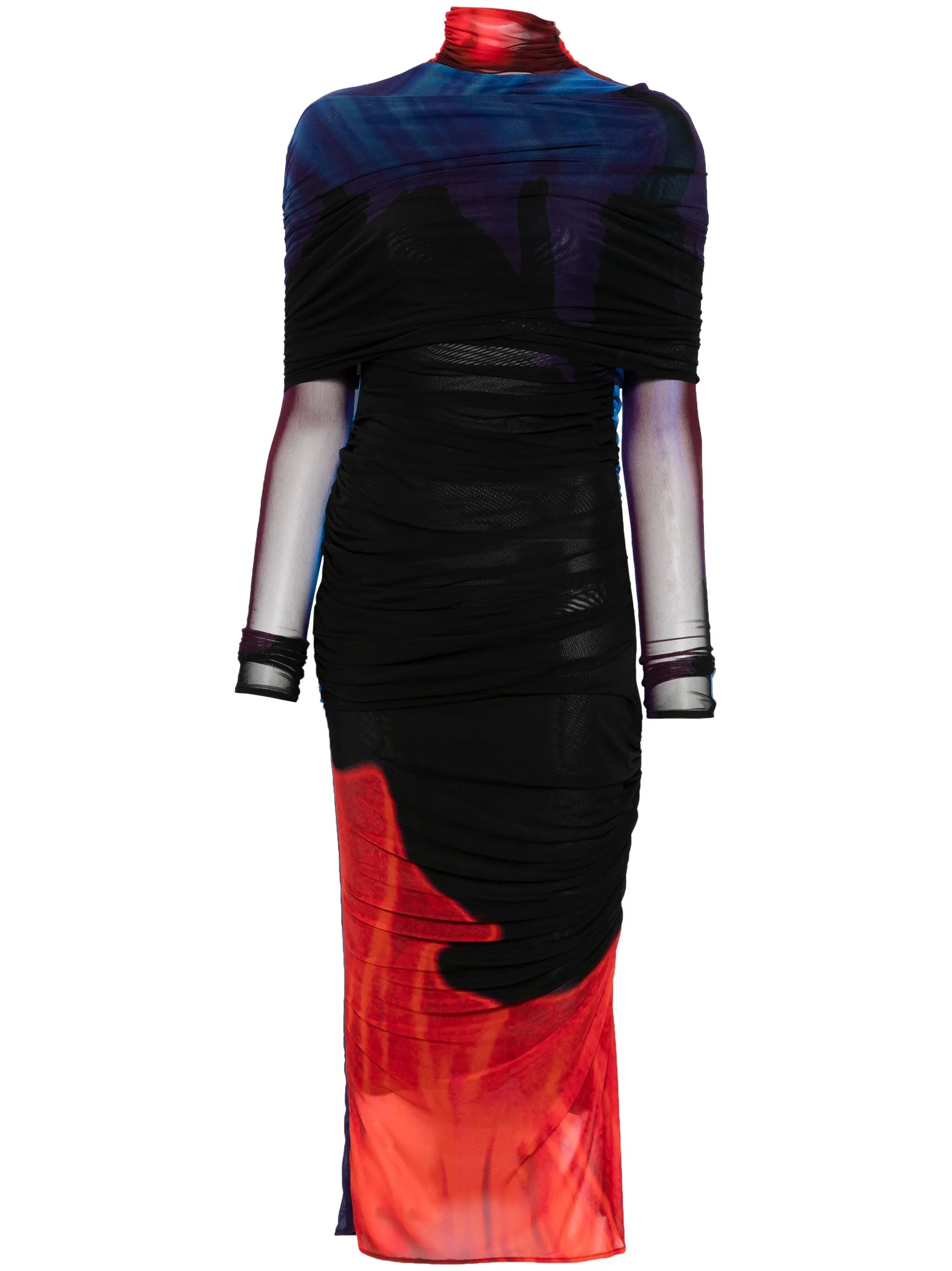 ruched sheer midi dress - Thumbnail 1