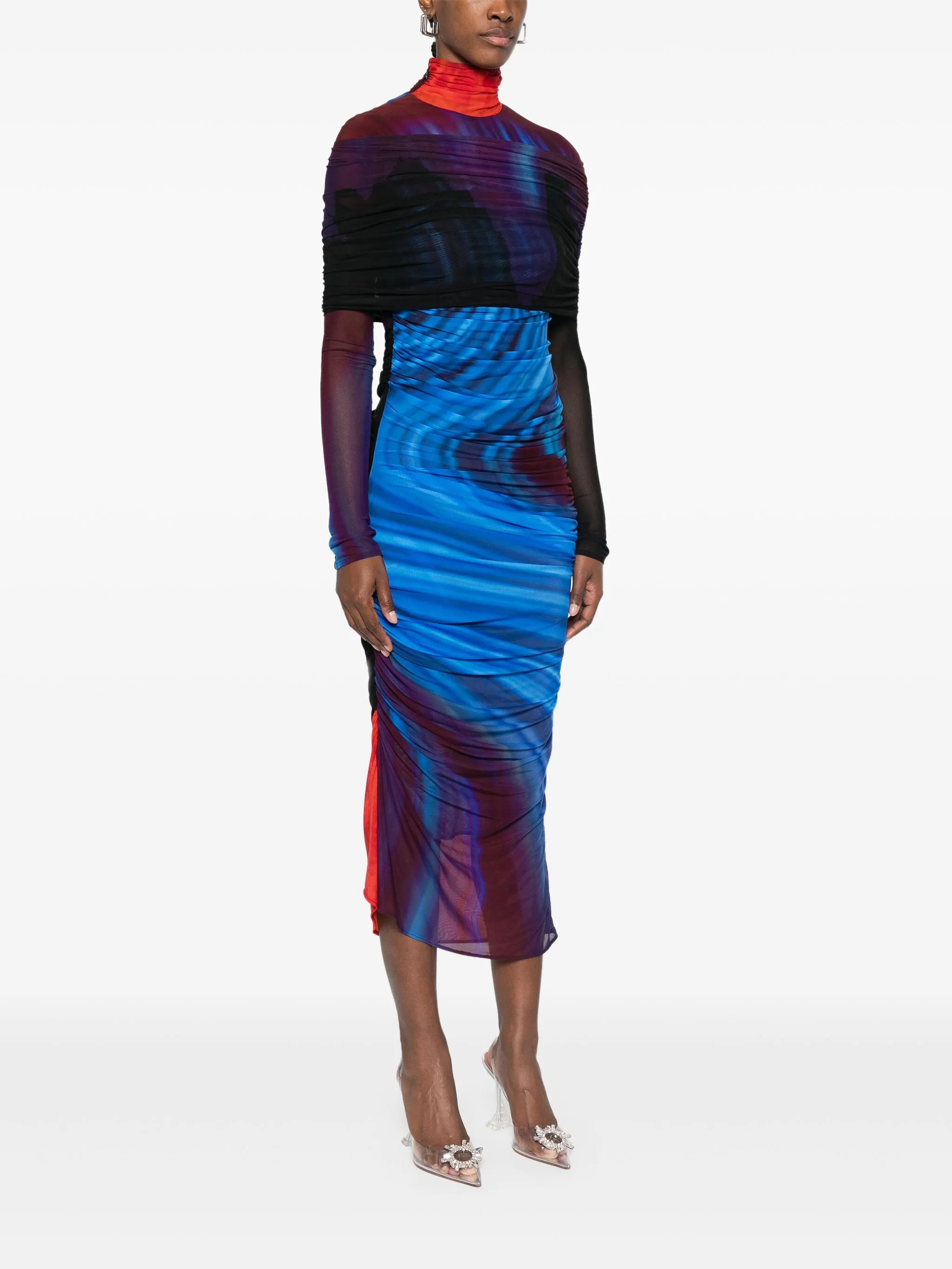 ruched sheer midi dress - Thumbnail 3