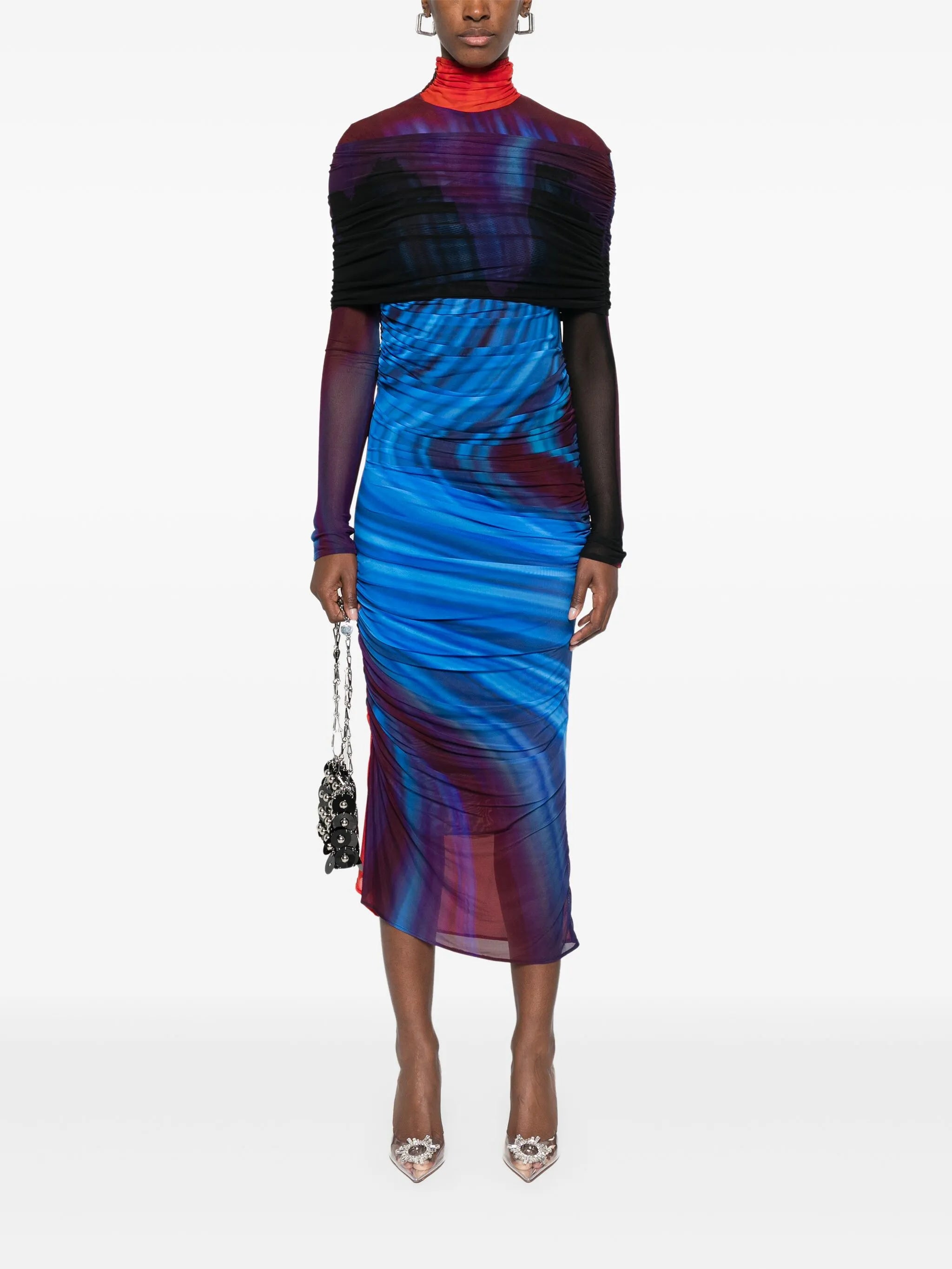 ruched sheer midi dress - Thumbnail 2