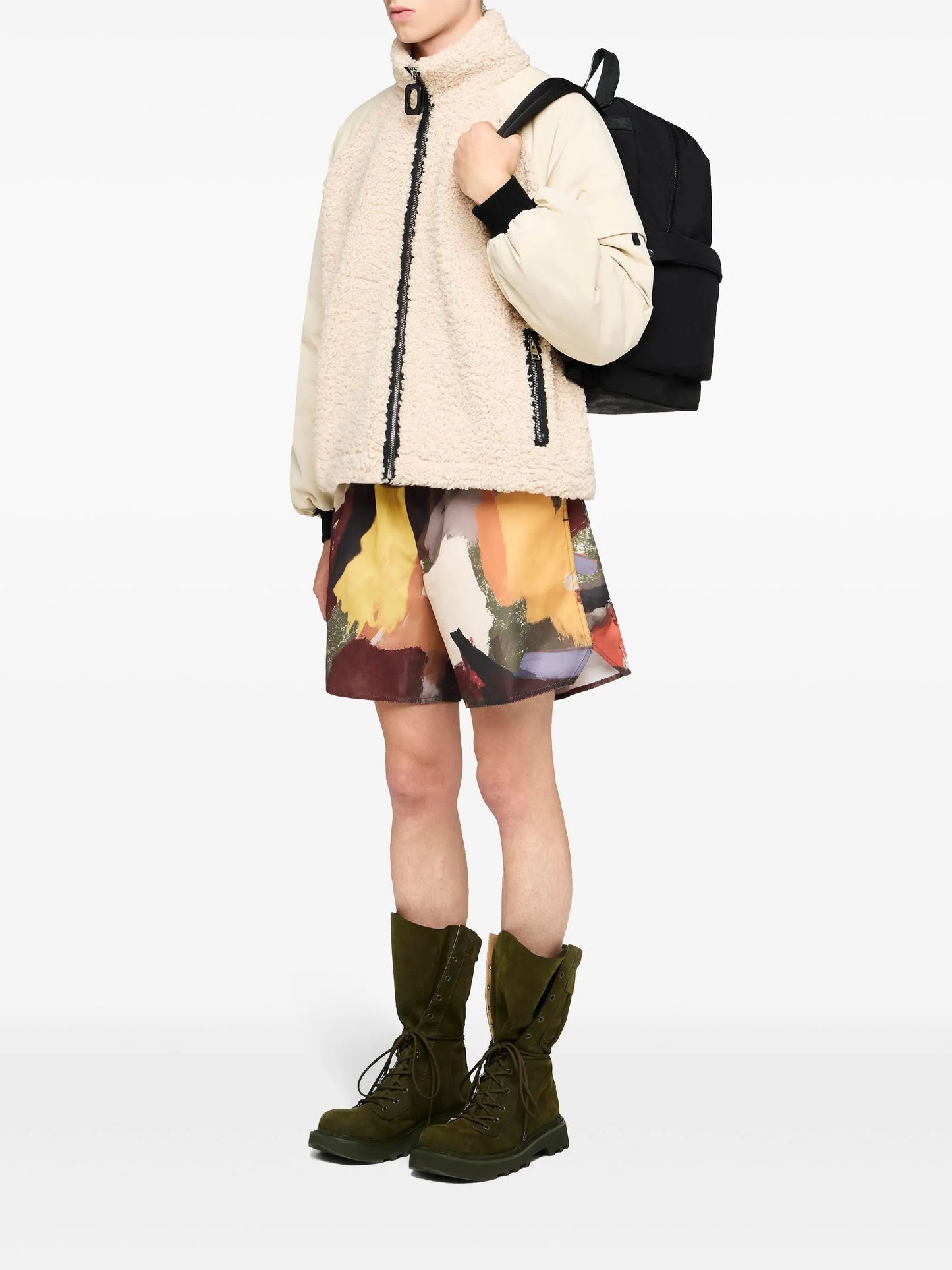 colour-block fleece jacket