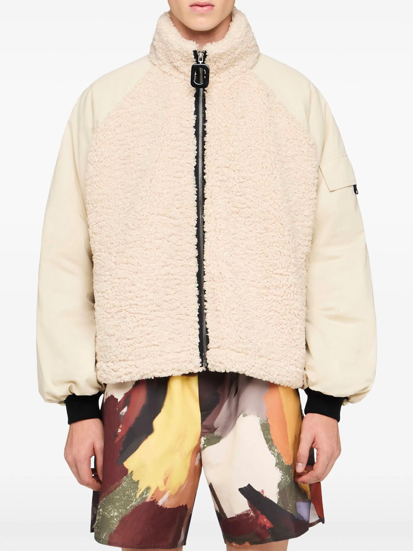 colour-block fleece jacket