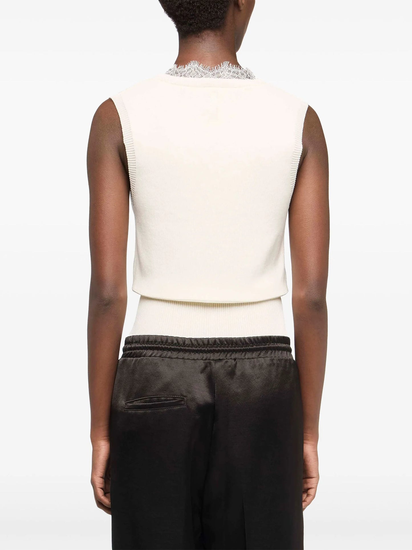 lace-trim knit top