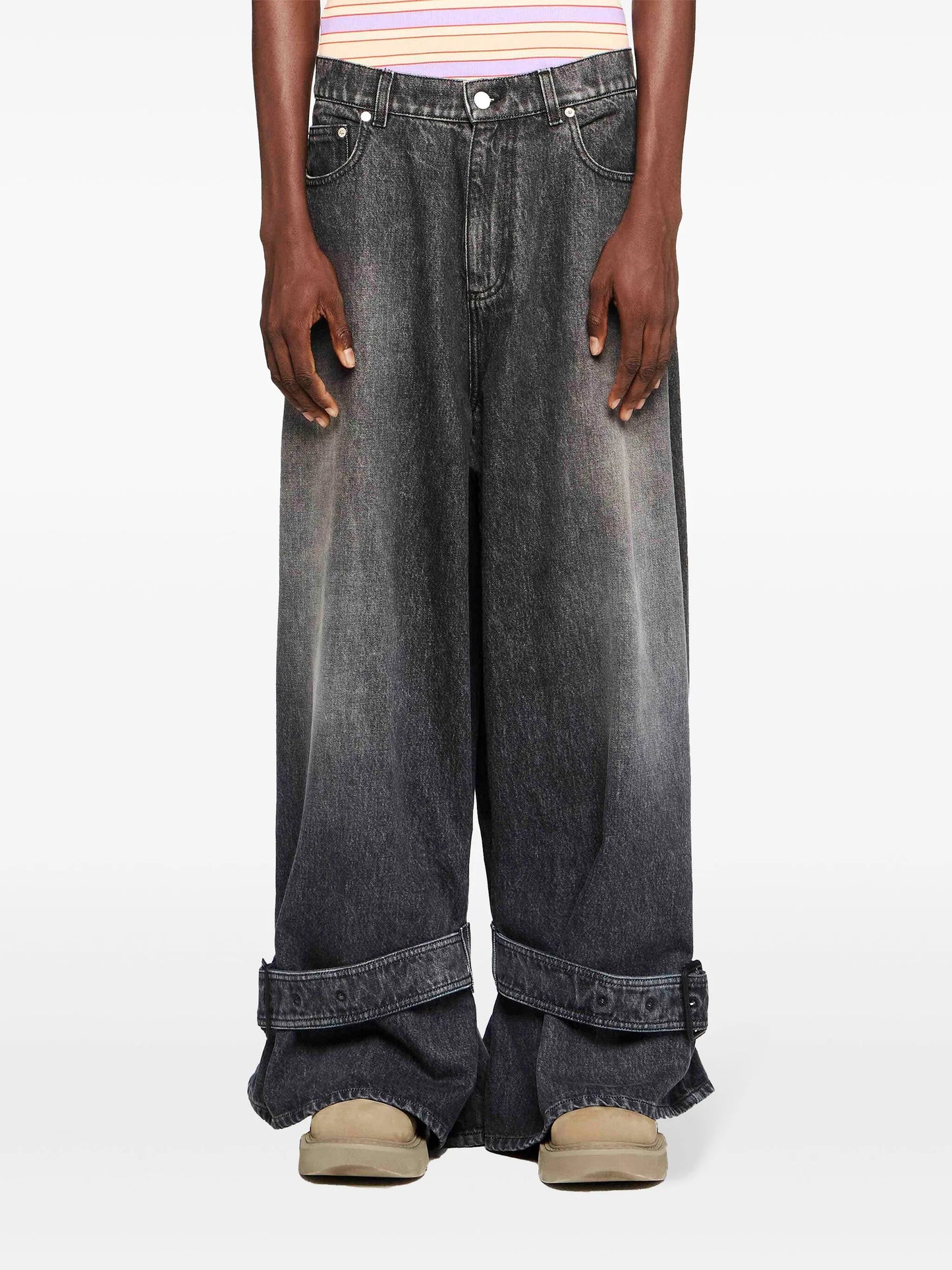 buckled-cuff jeans