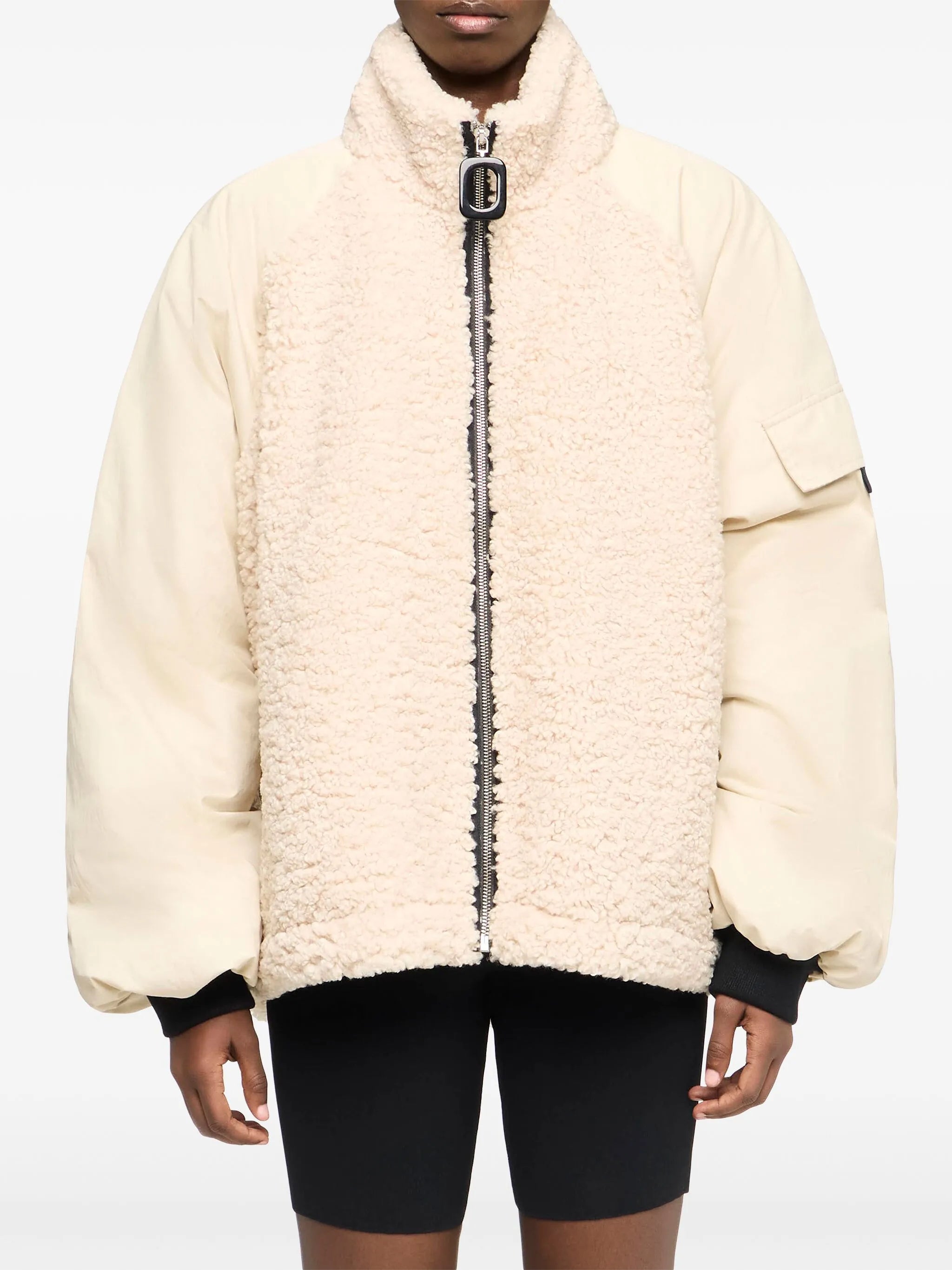 panelled fleece track jacket