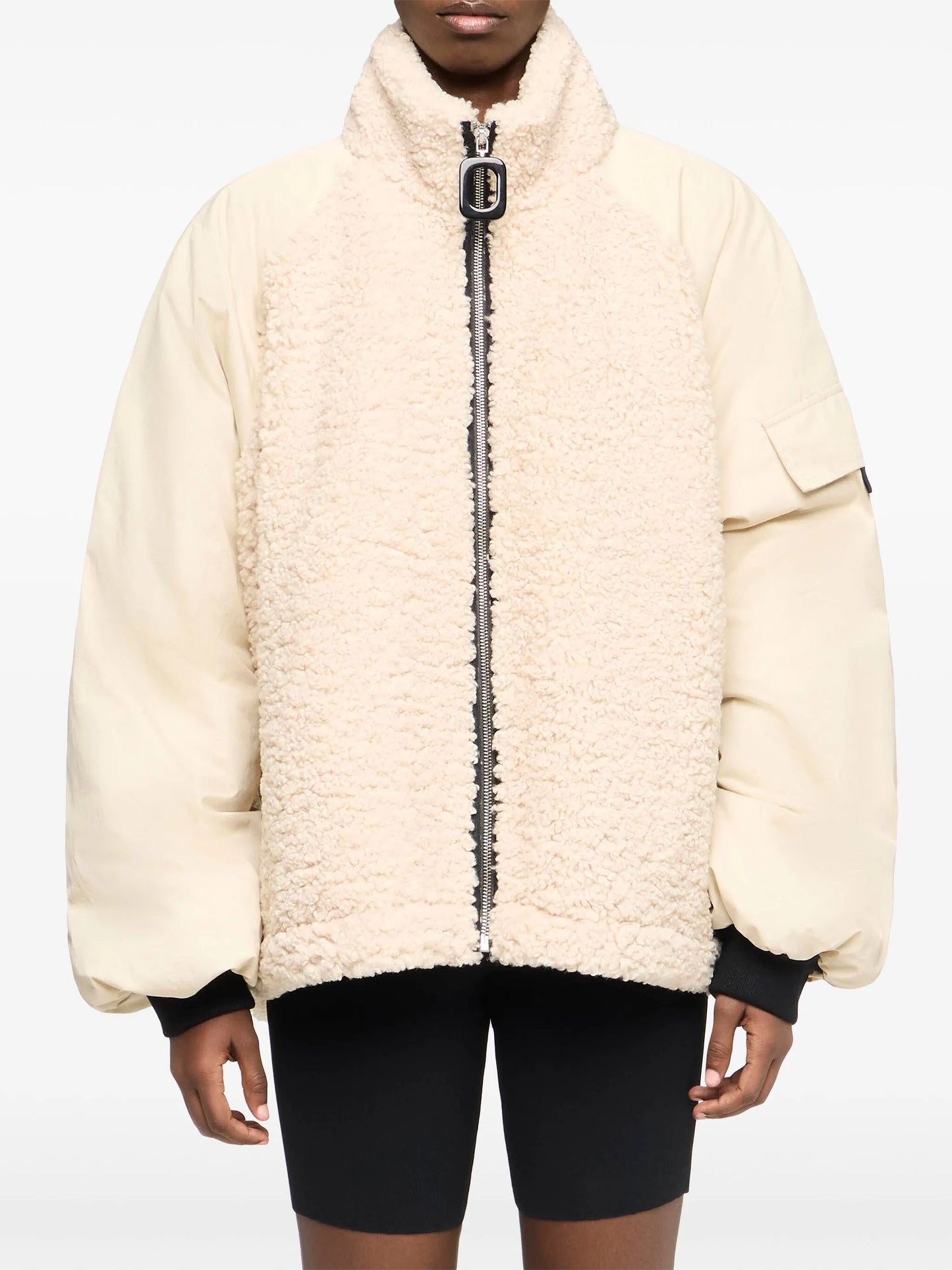 panelled fleece track jacket