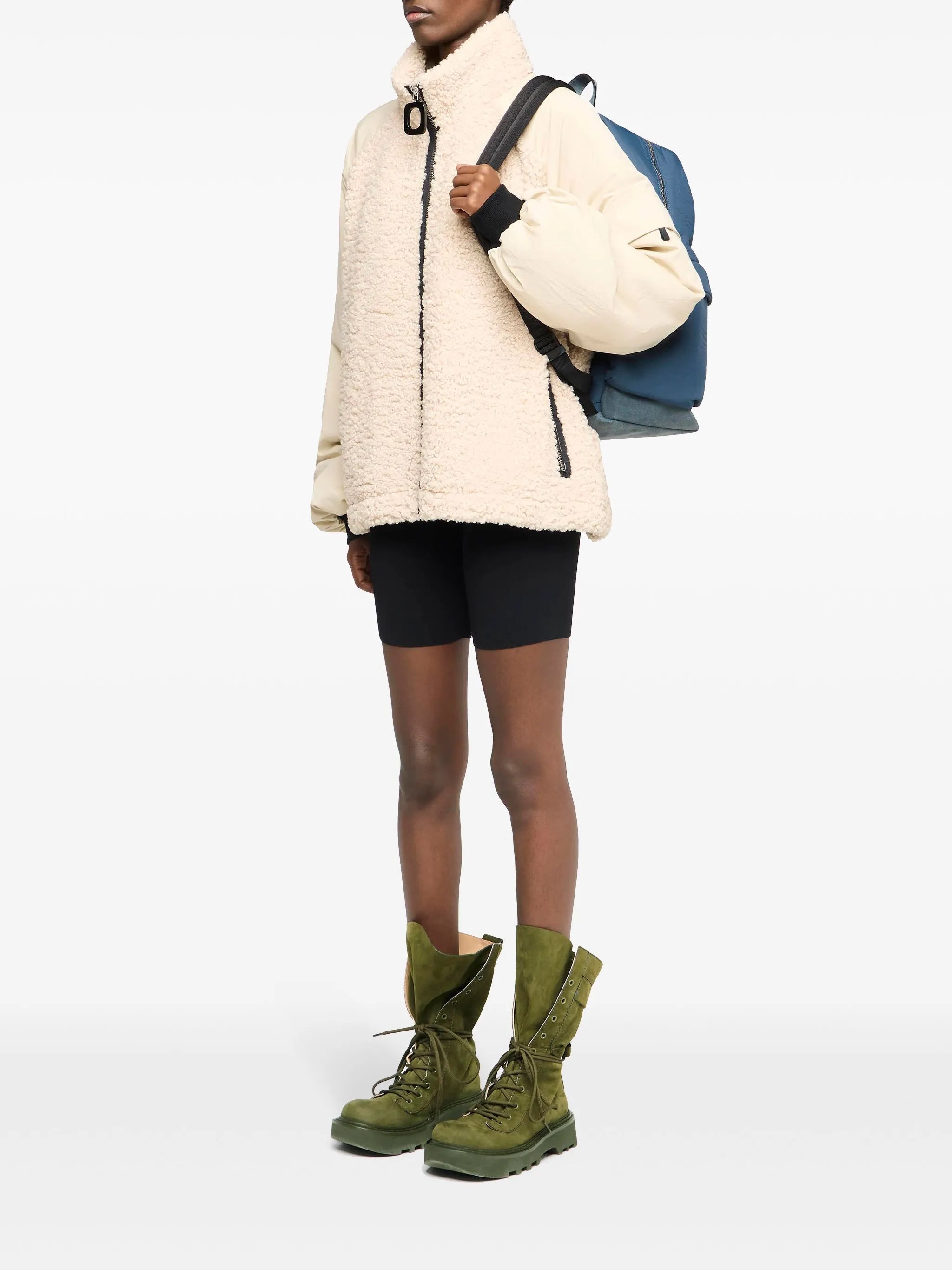panelled fleece track jacket