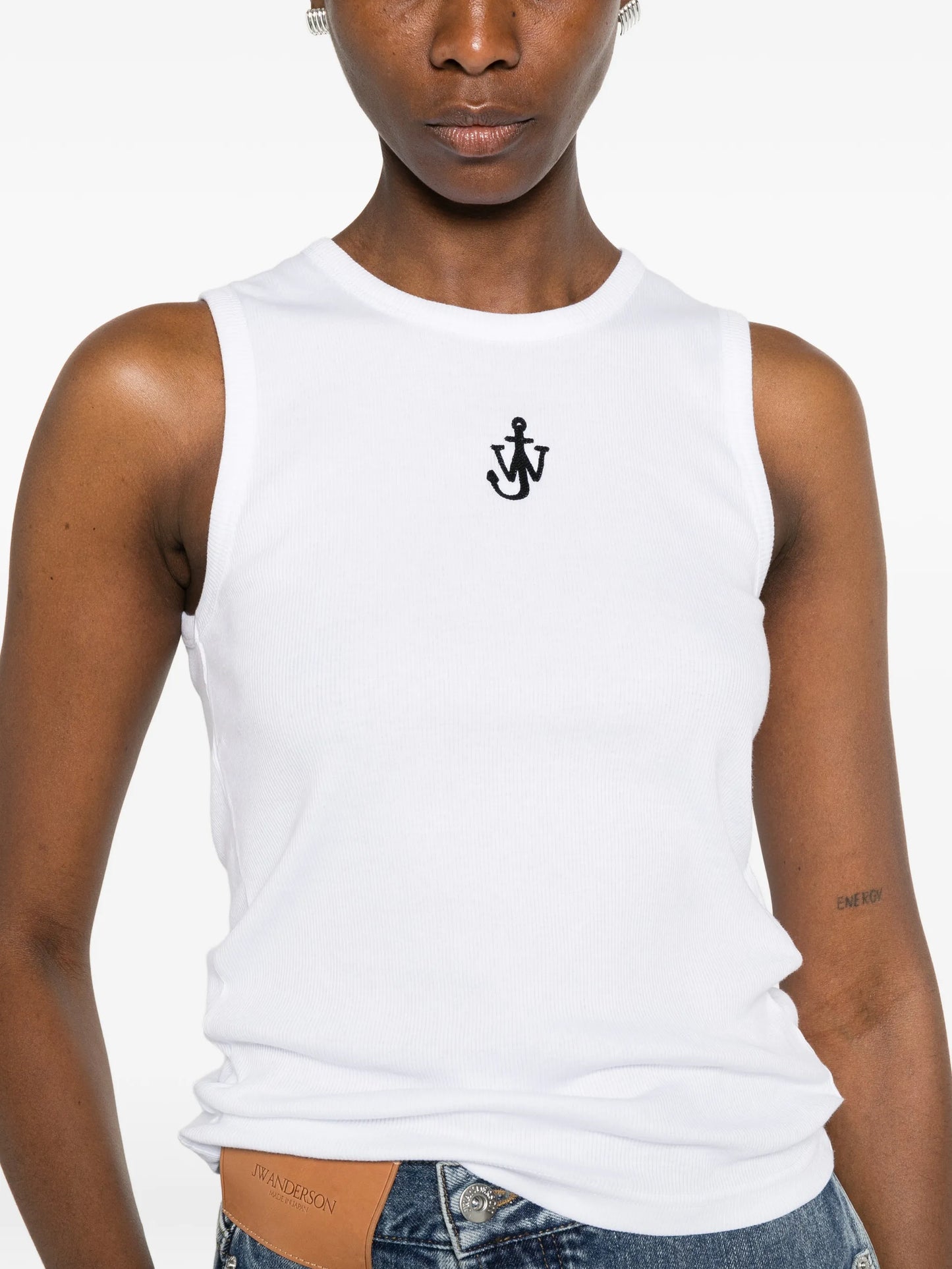 Anchor-embroidered tank top