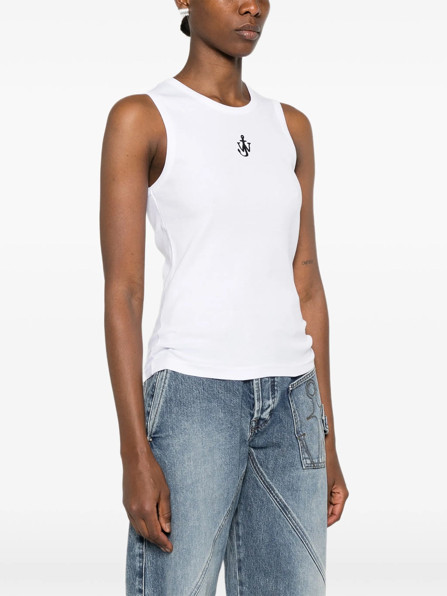Anchor-embroidered tank top