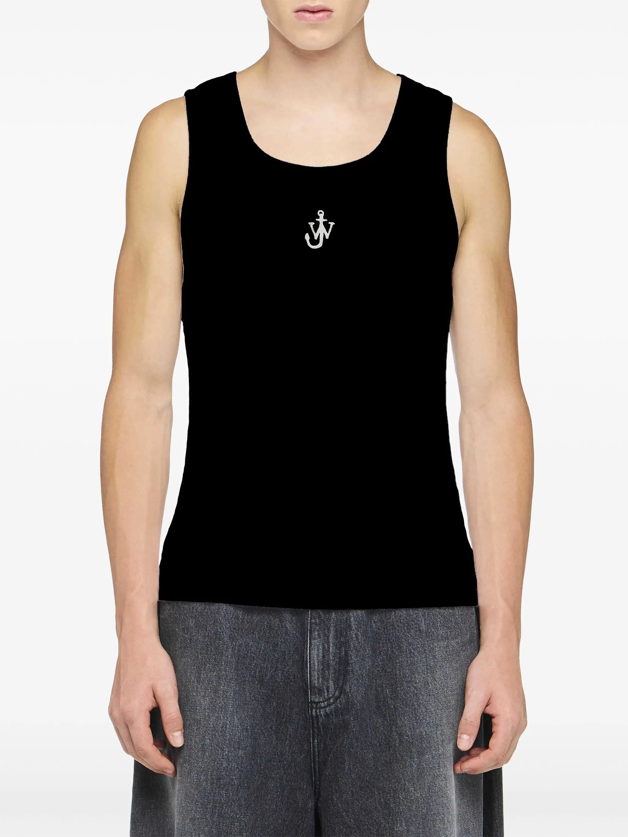 Anchor-embroidered tank top
