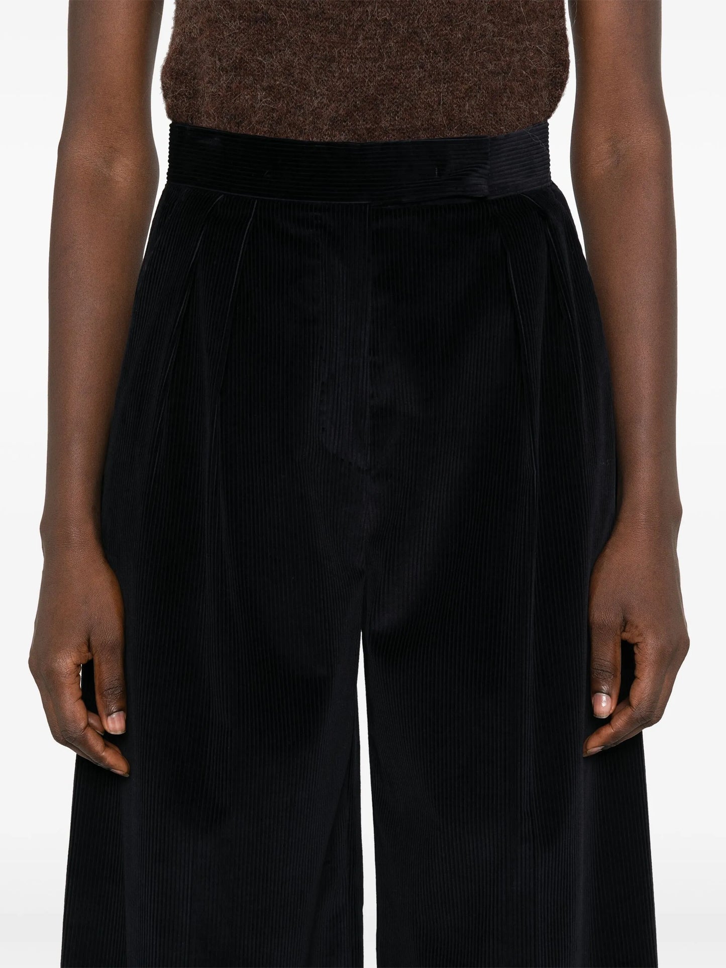 wide-leg velvet trousers