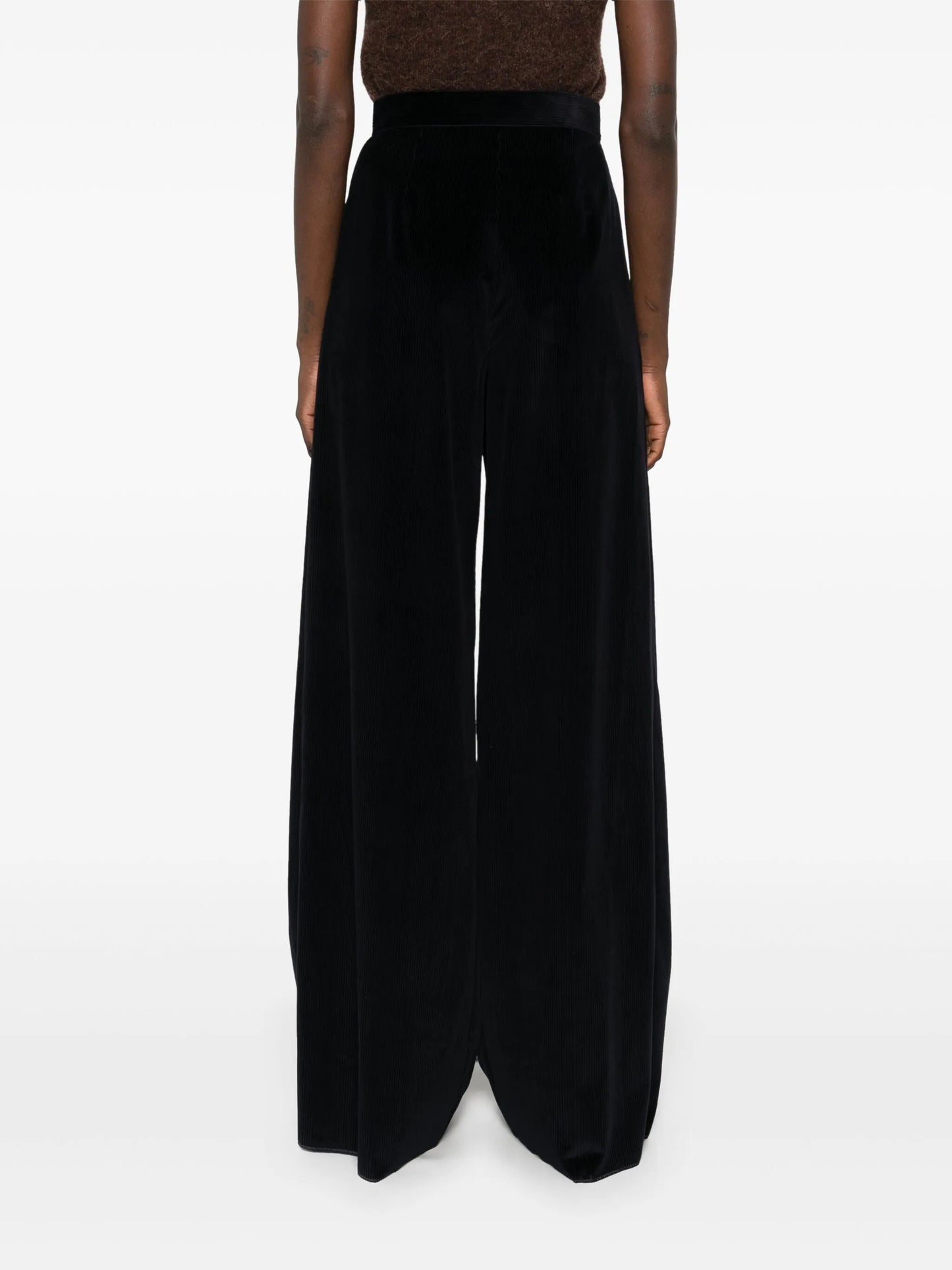 wide-leg velvet trousers