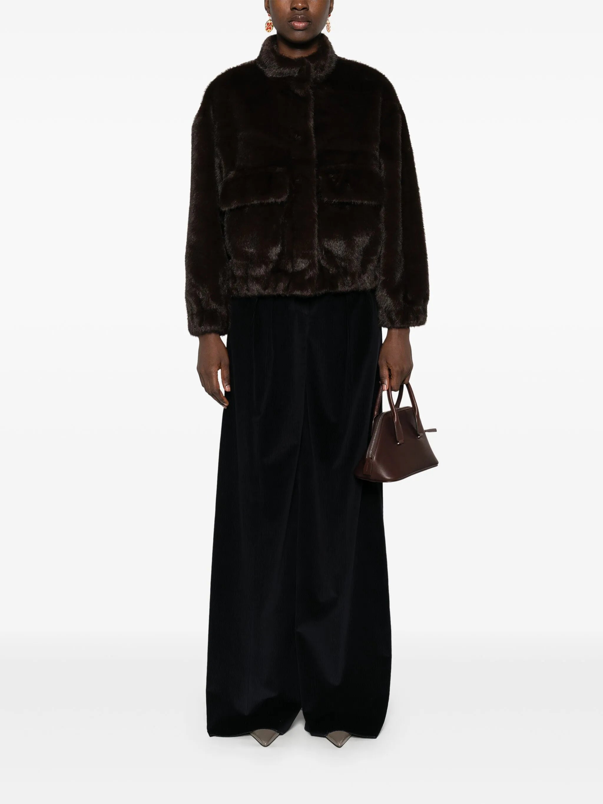 wide-leg velvet trousers