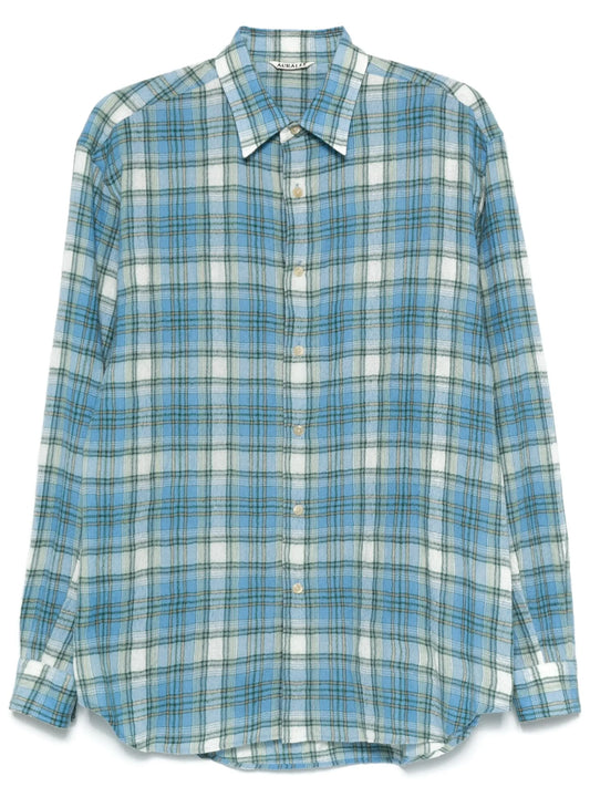 check-pattern wool shirt