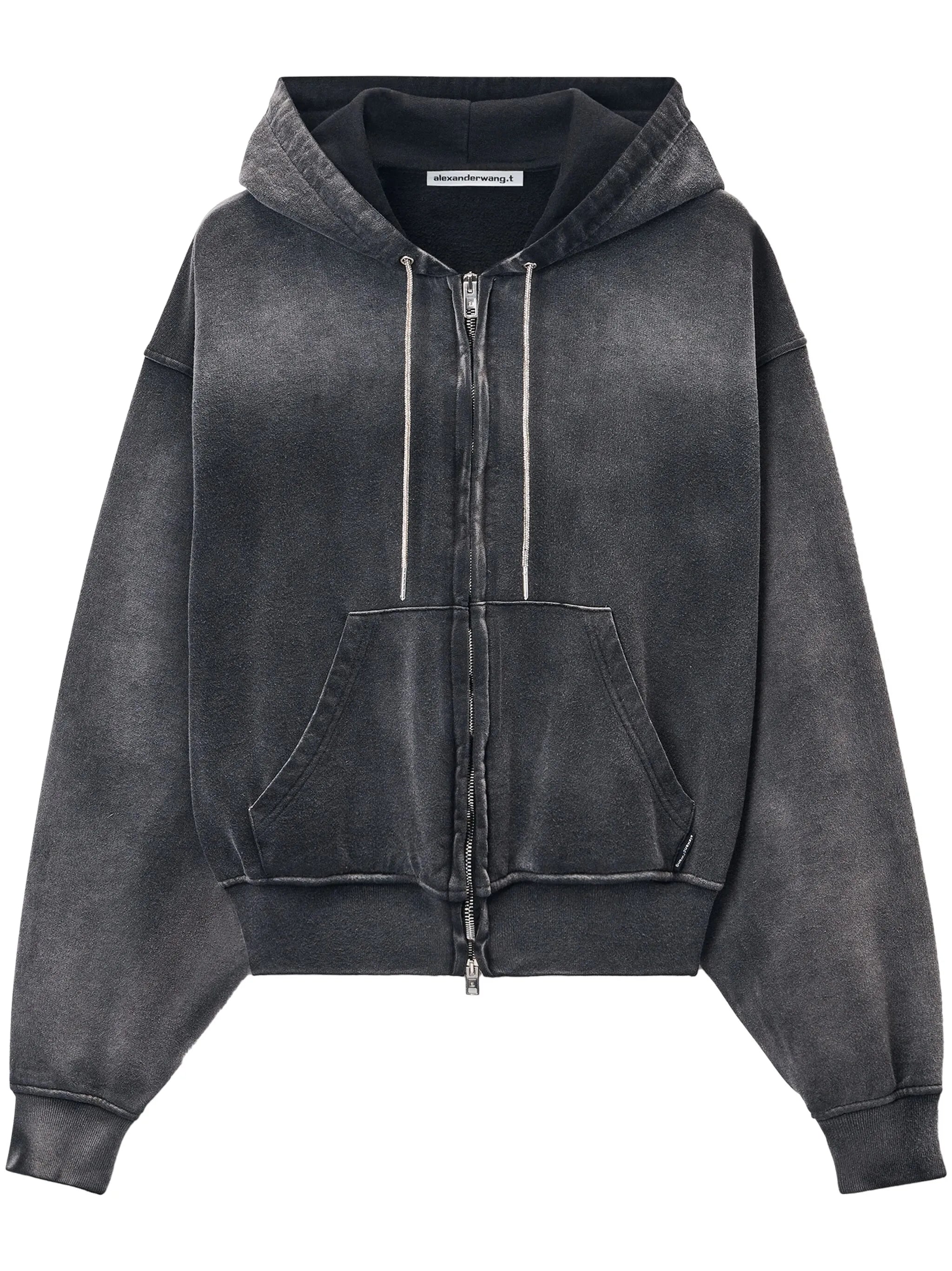 rhinestone washed effect hoodie