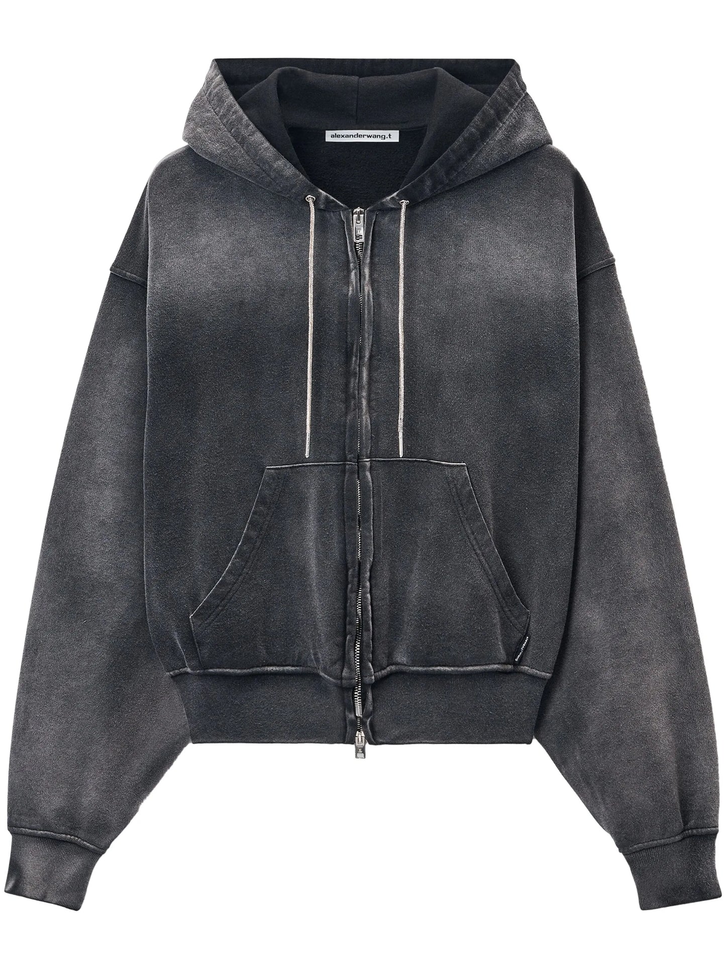 rhinestone washed effect hoodie