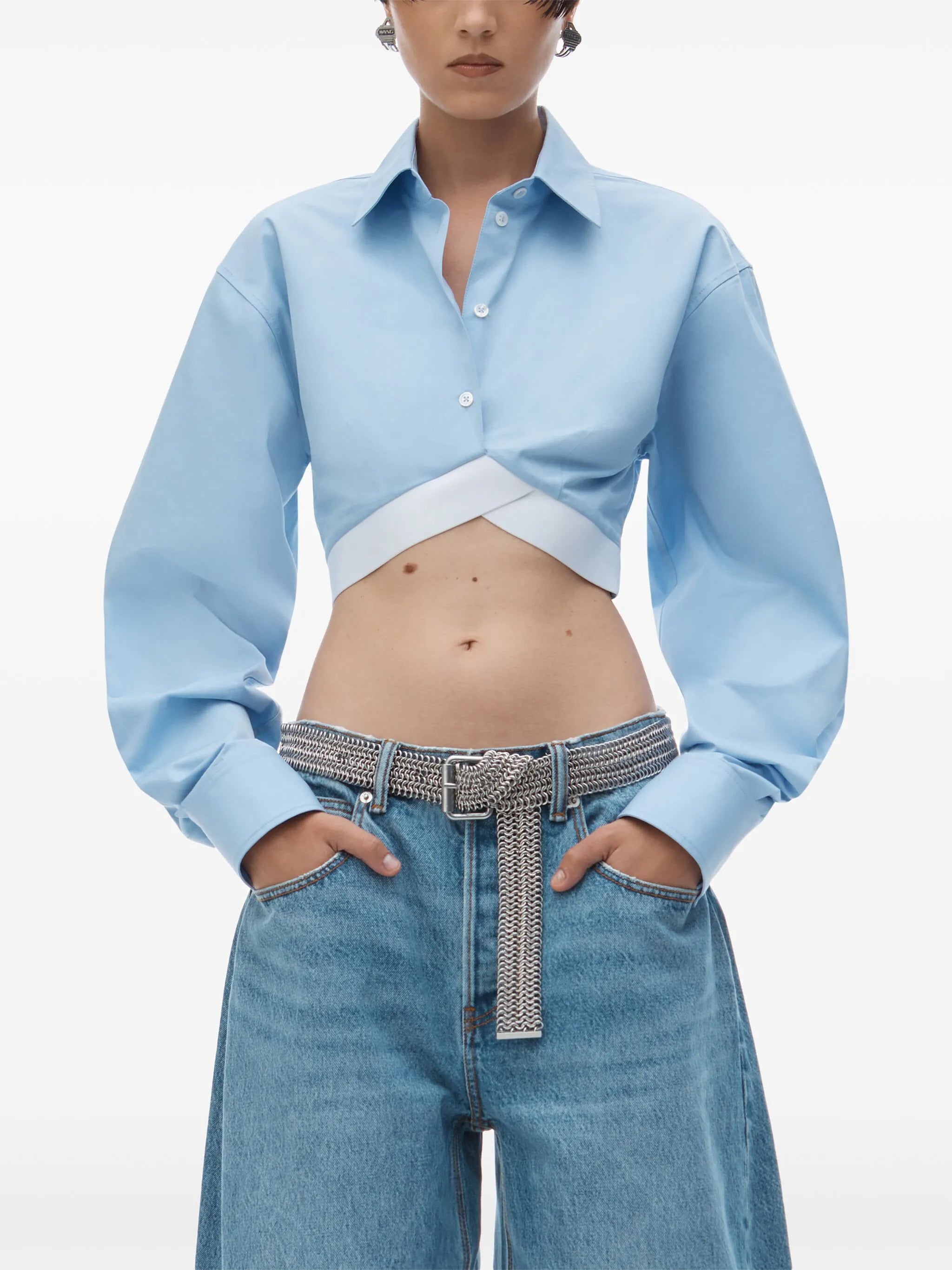 logo-band cropped shirt
