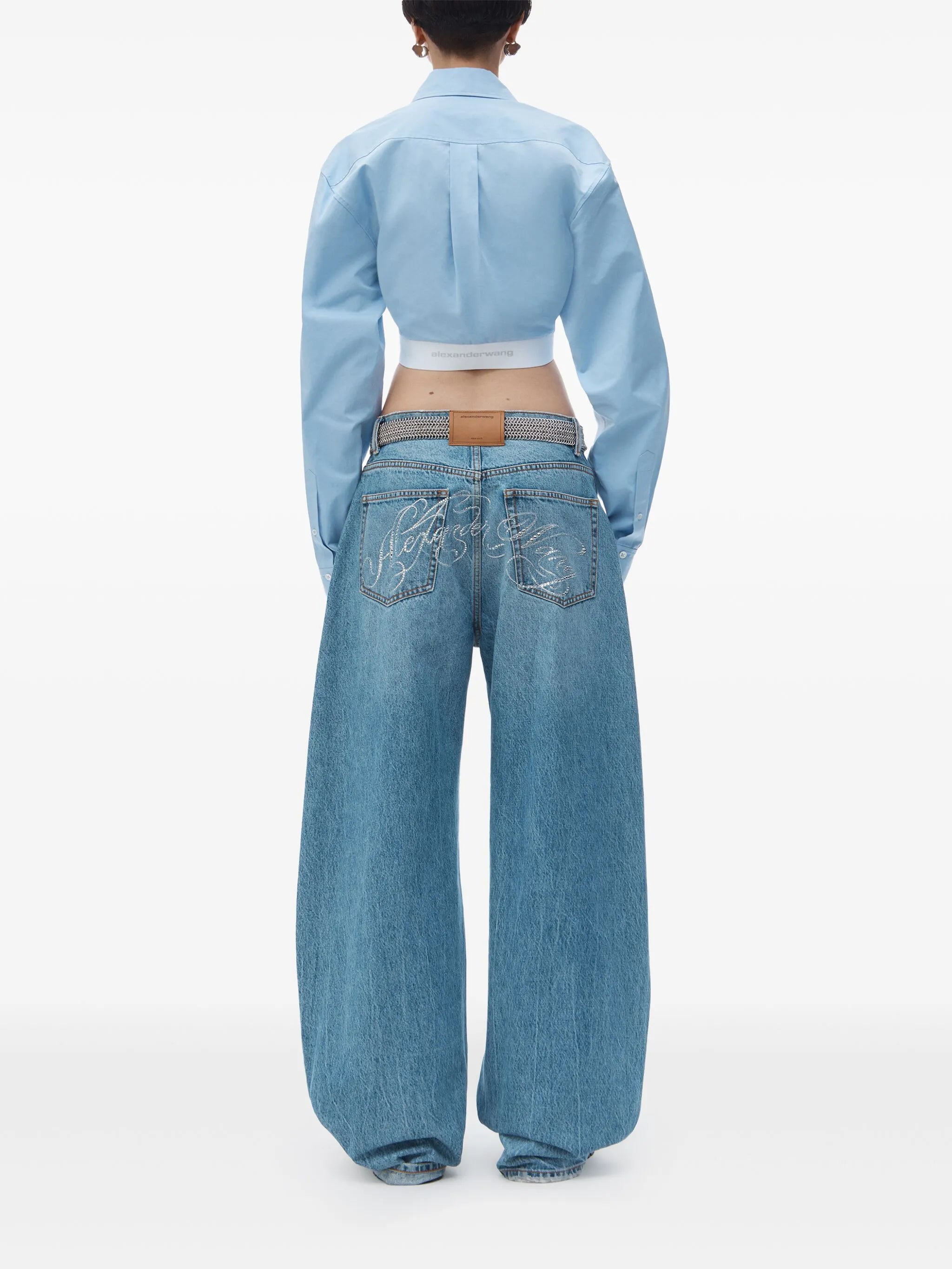 logo-band cropped shirt