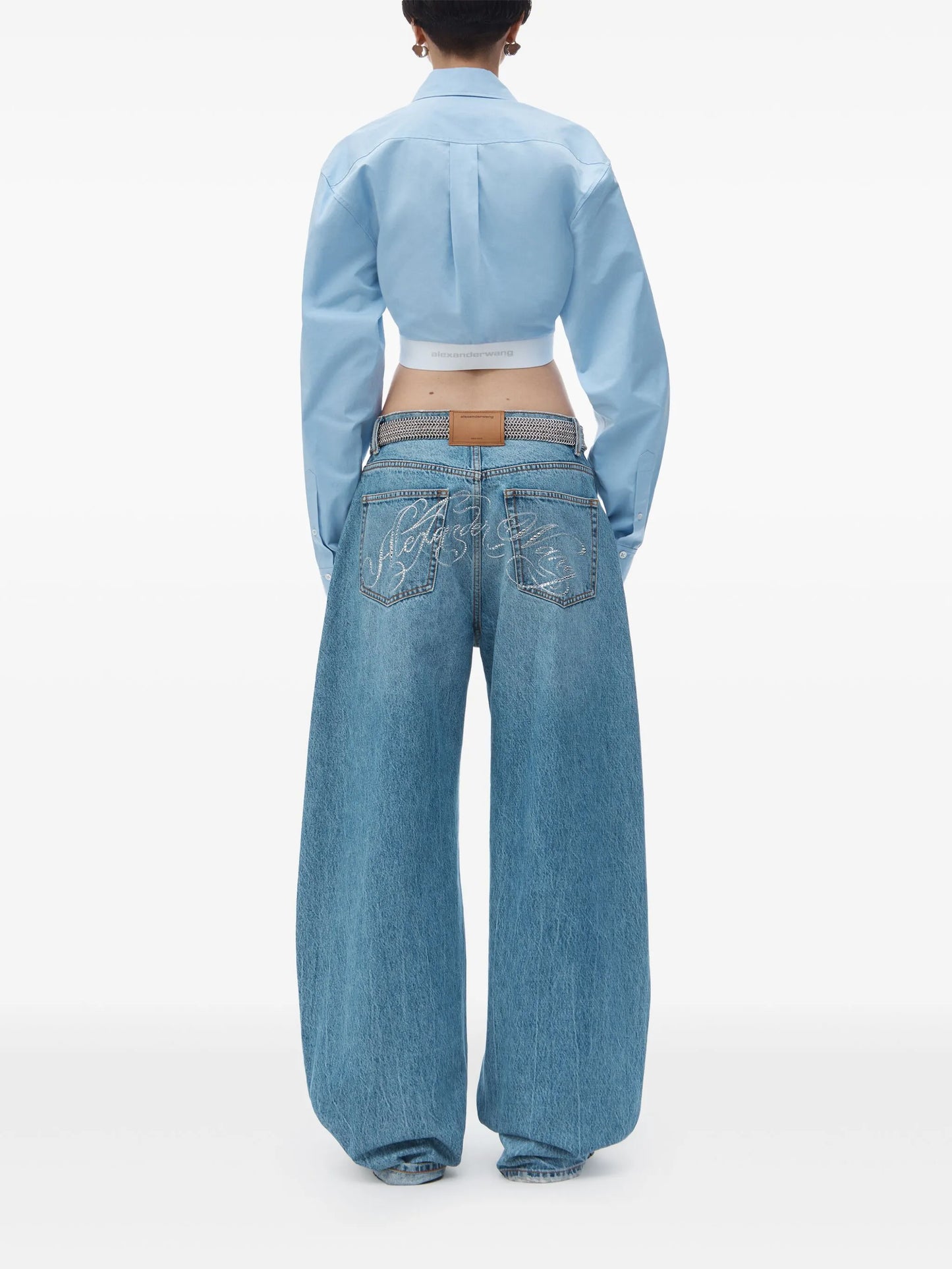 logo-band cropped shirt