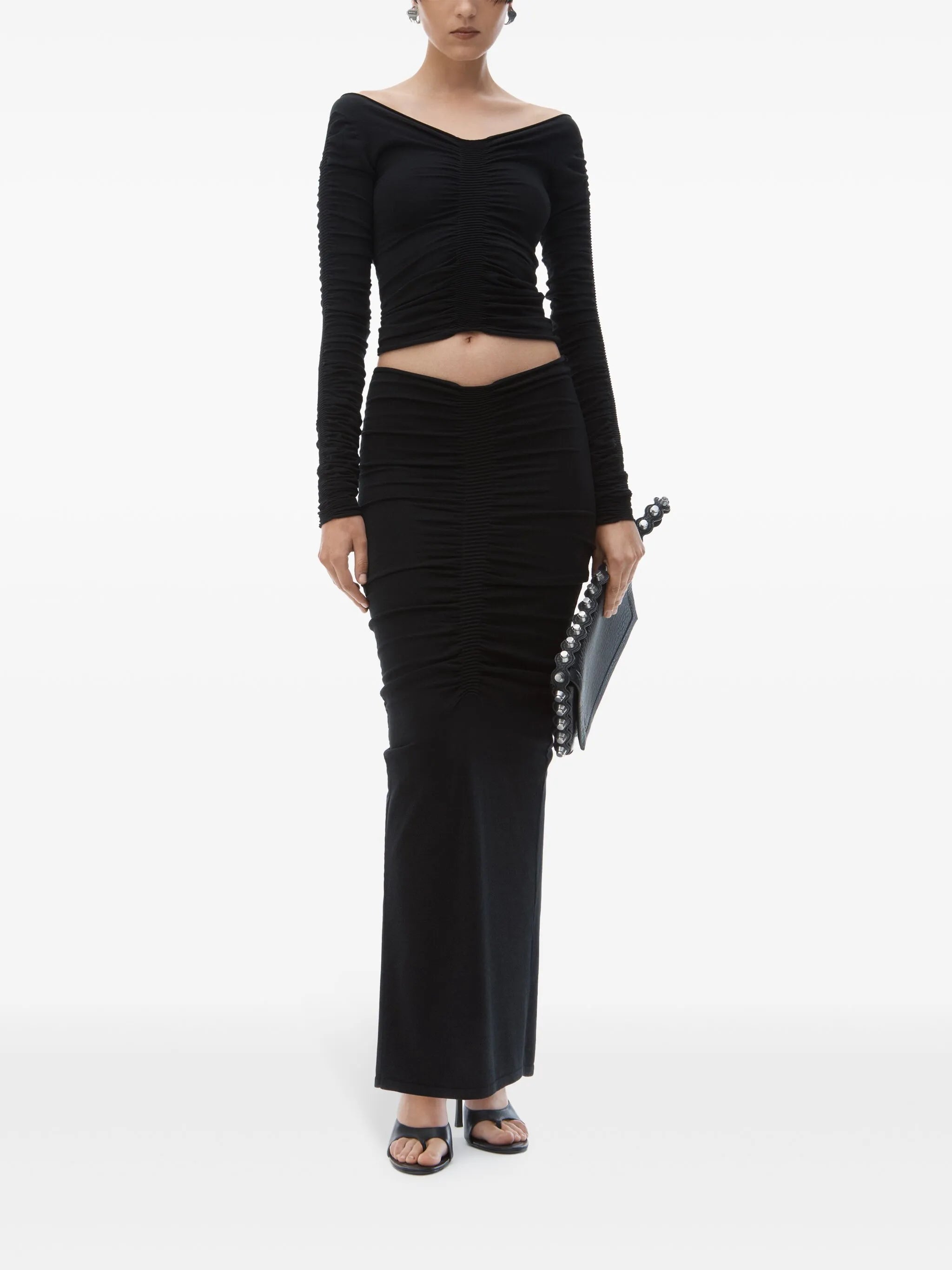 ruched maxi skirt