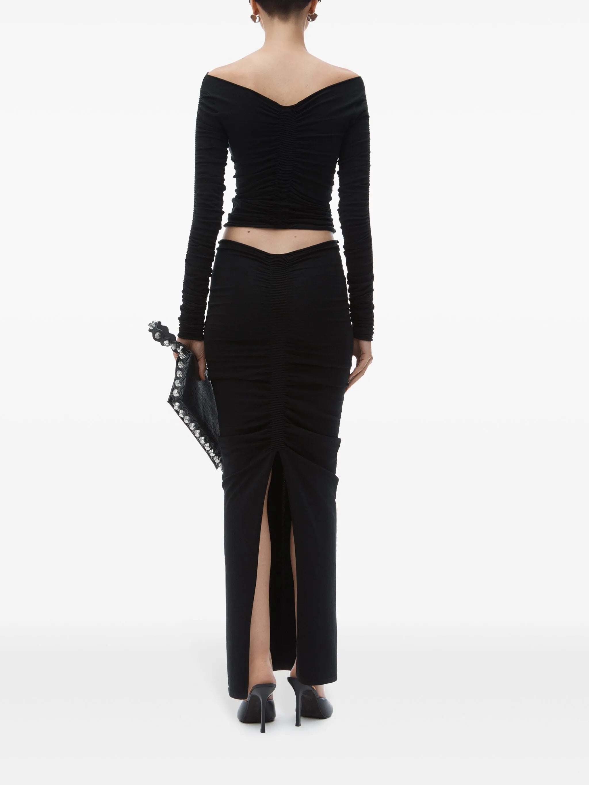 ruched maxi skirt