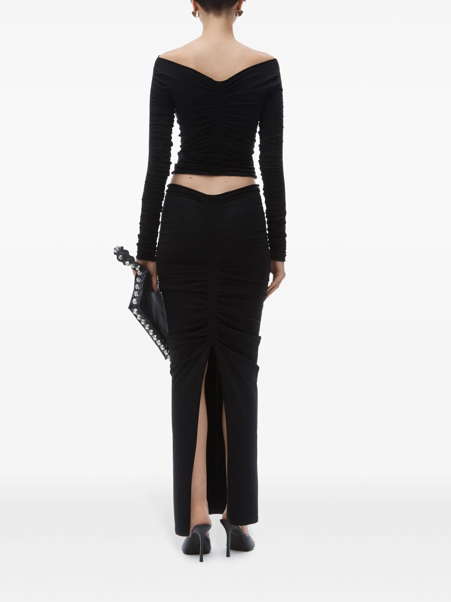 ruched maxi skirt