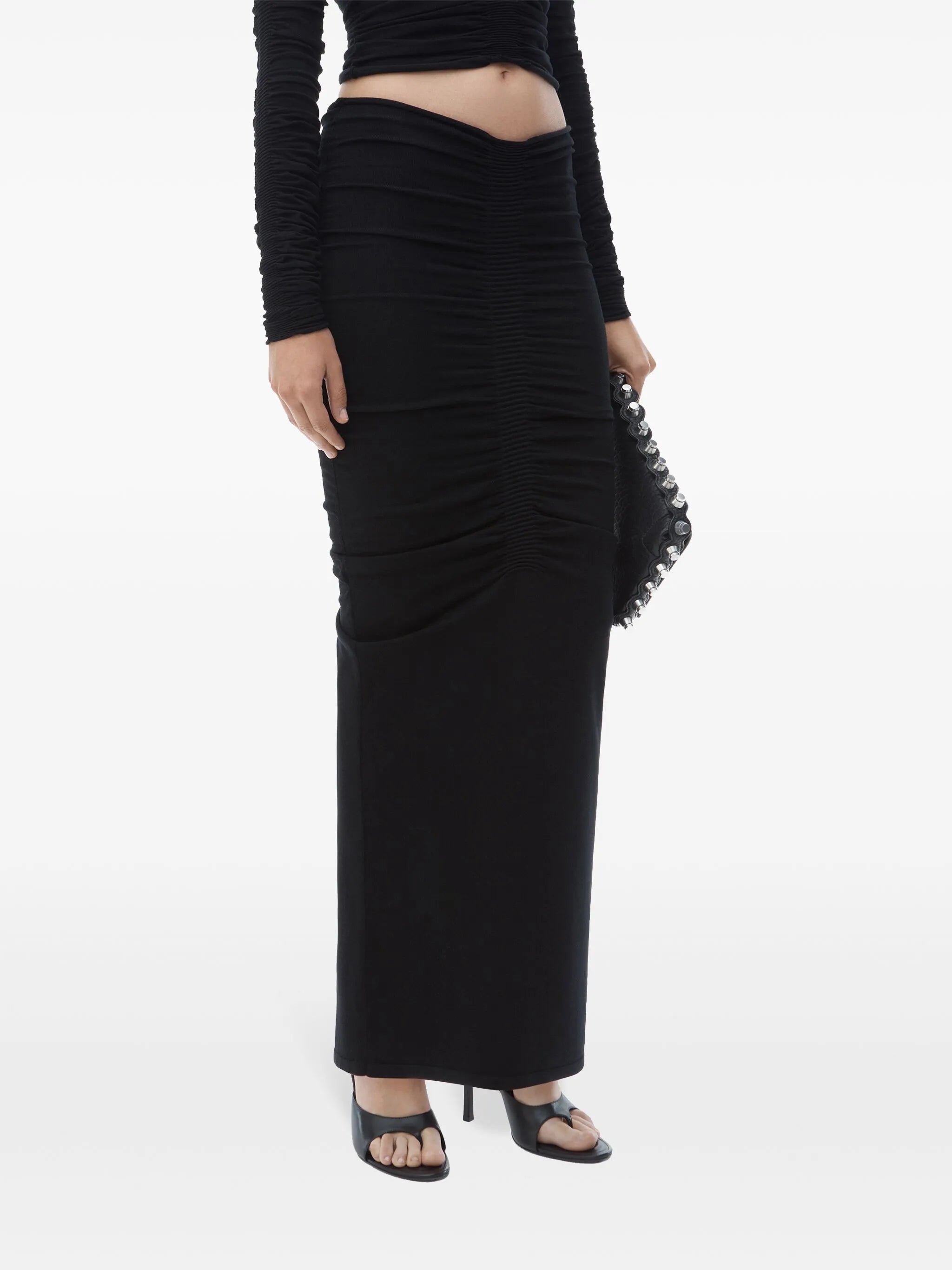 ruched maxi skirt