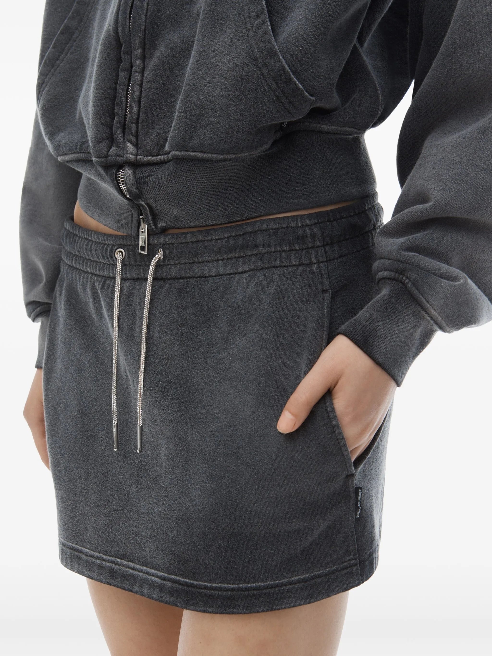 drawstring-waist mini skirt