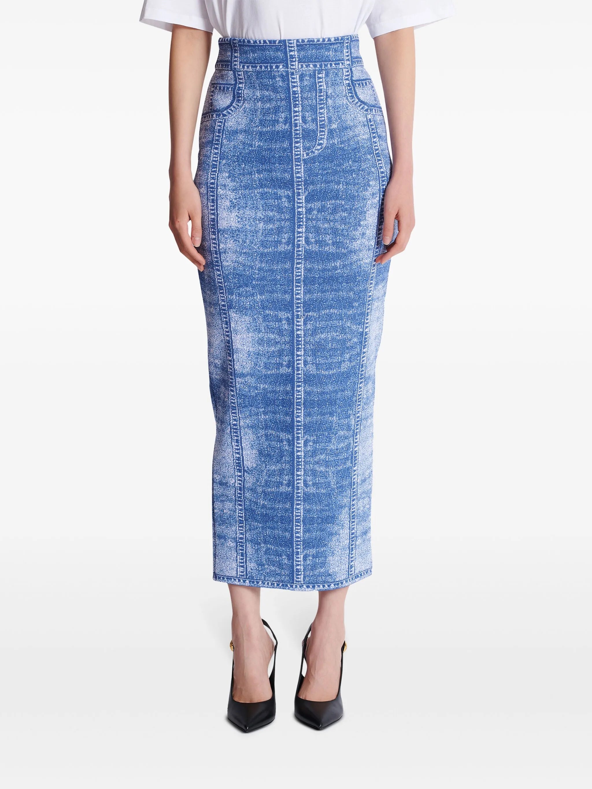 denim midi skirt