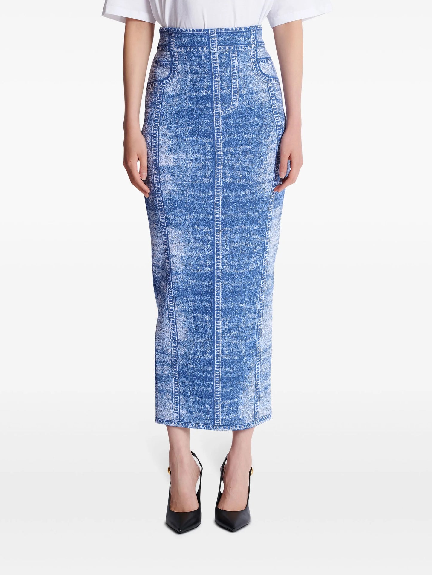 denim midi skirt